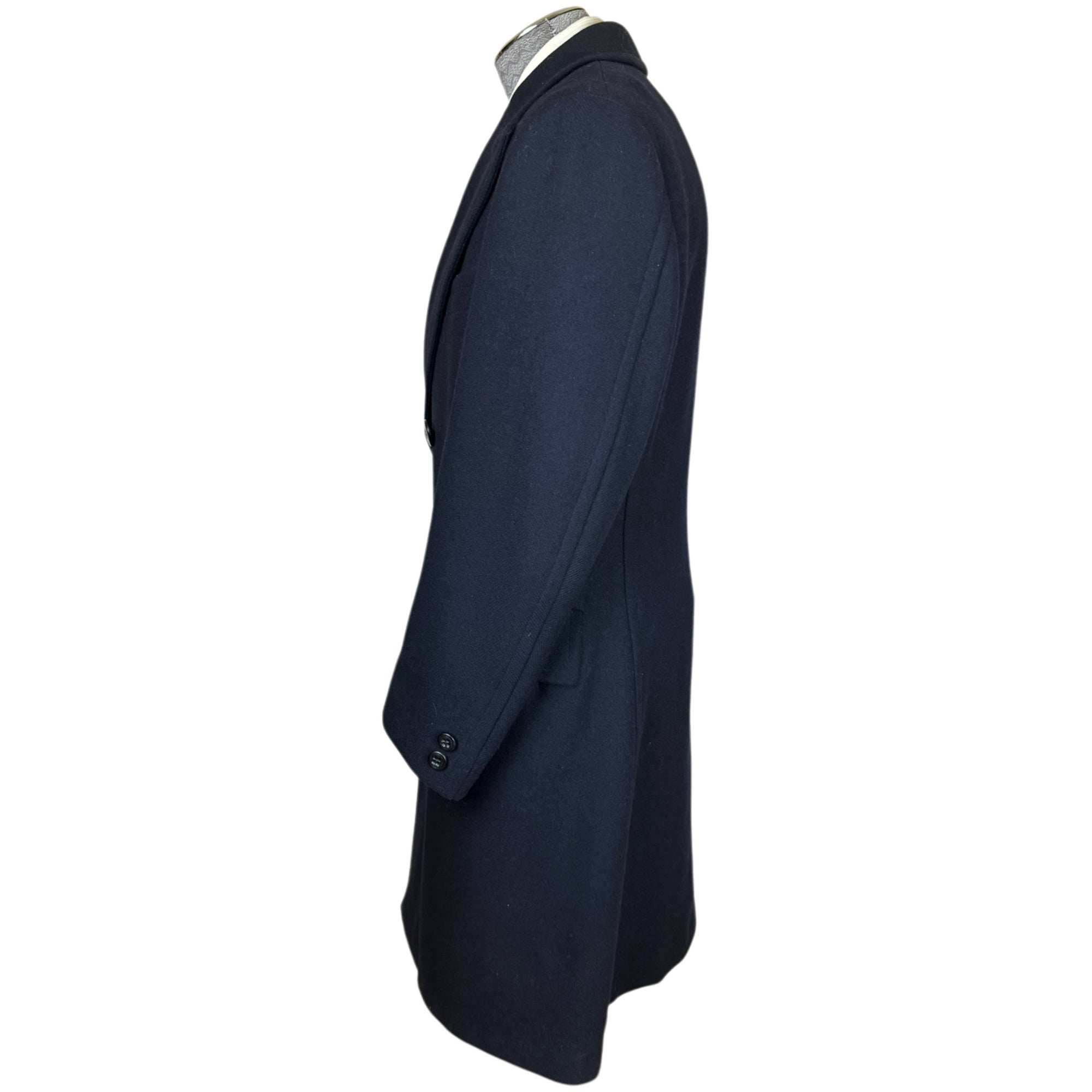 1970s Vintage Paul Stuart Overcoat Navy Blue Wool Coat Sz 40