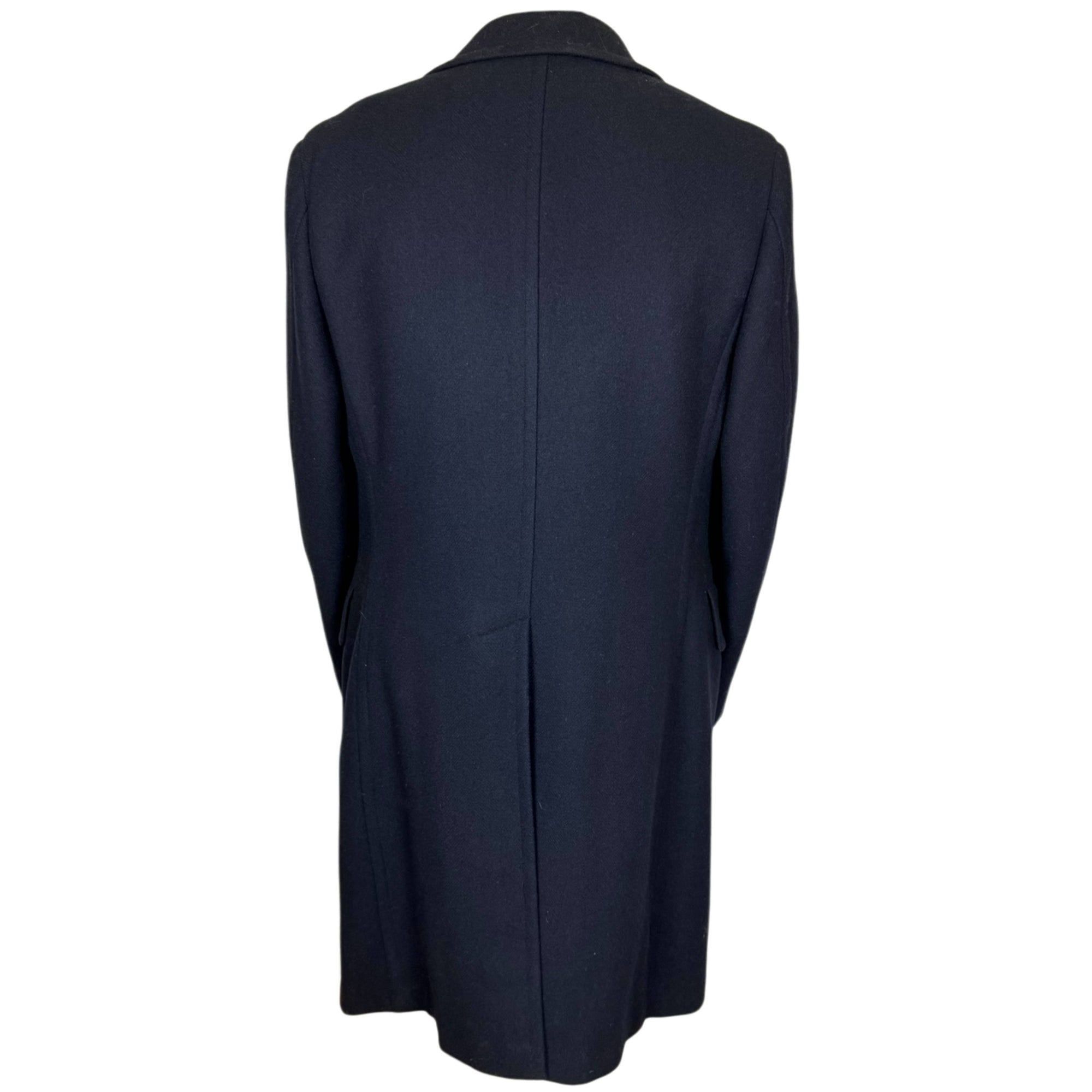 1970s Vintage Paul Stuart Overcoat Navy Blue Wool Coat Sz 40
