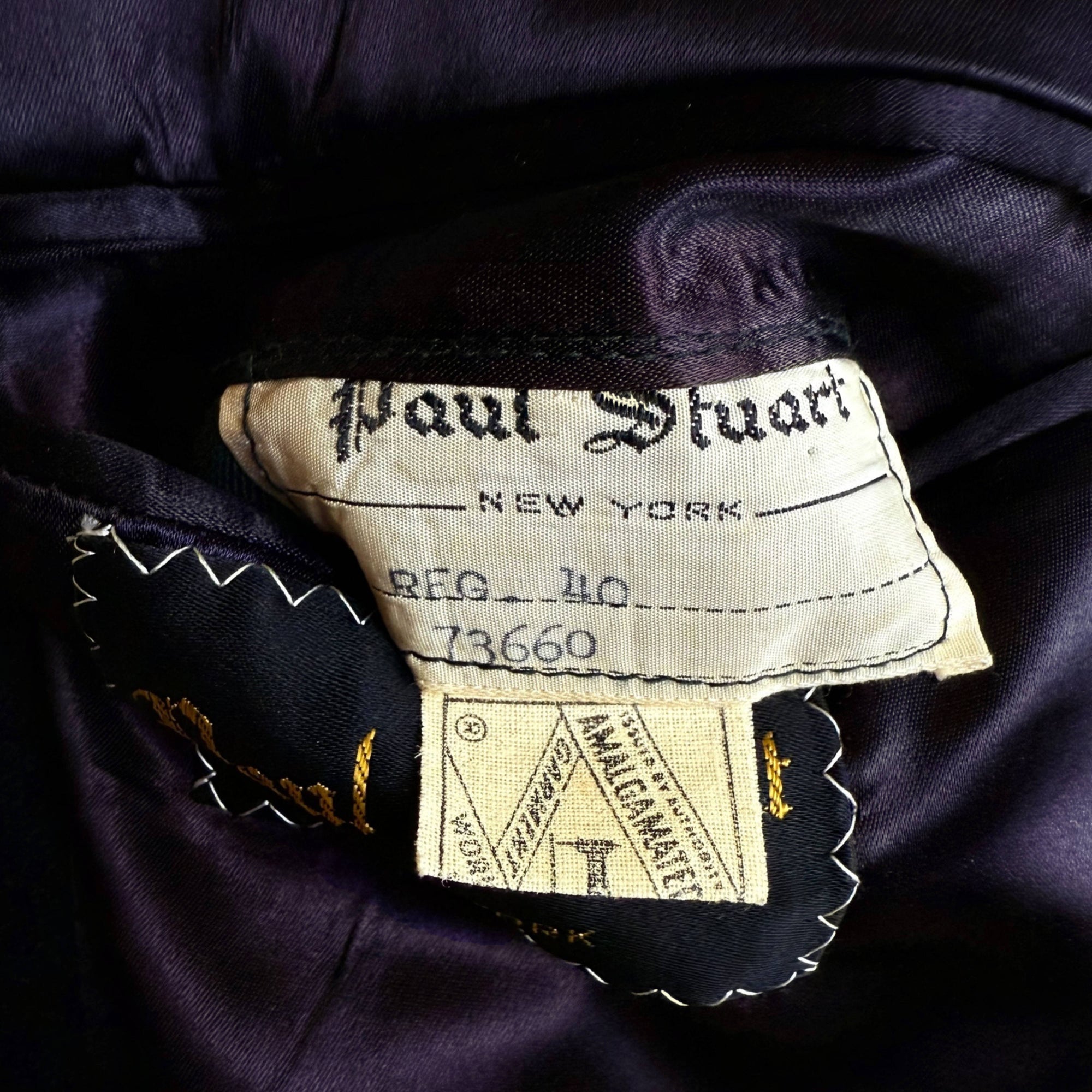 1970s Vintage Paul Stuart Overcoat Navy Blue Wool Coat Sz 40