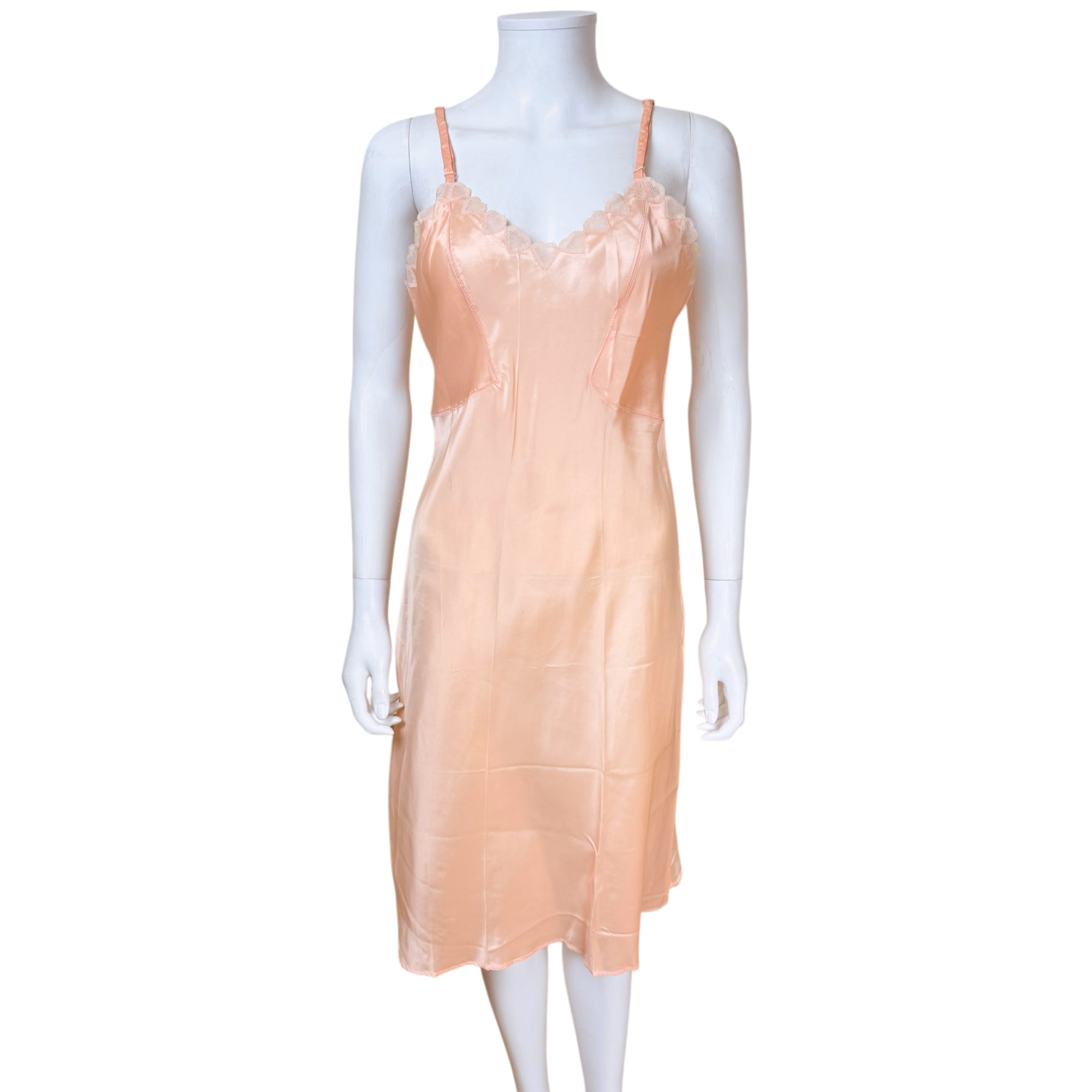 vintage 1940s satin slip front view