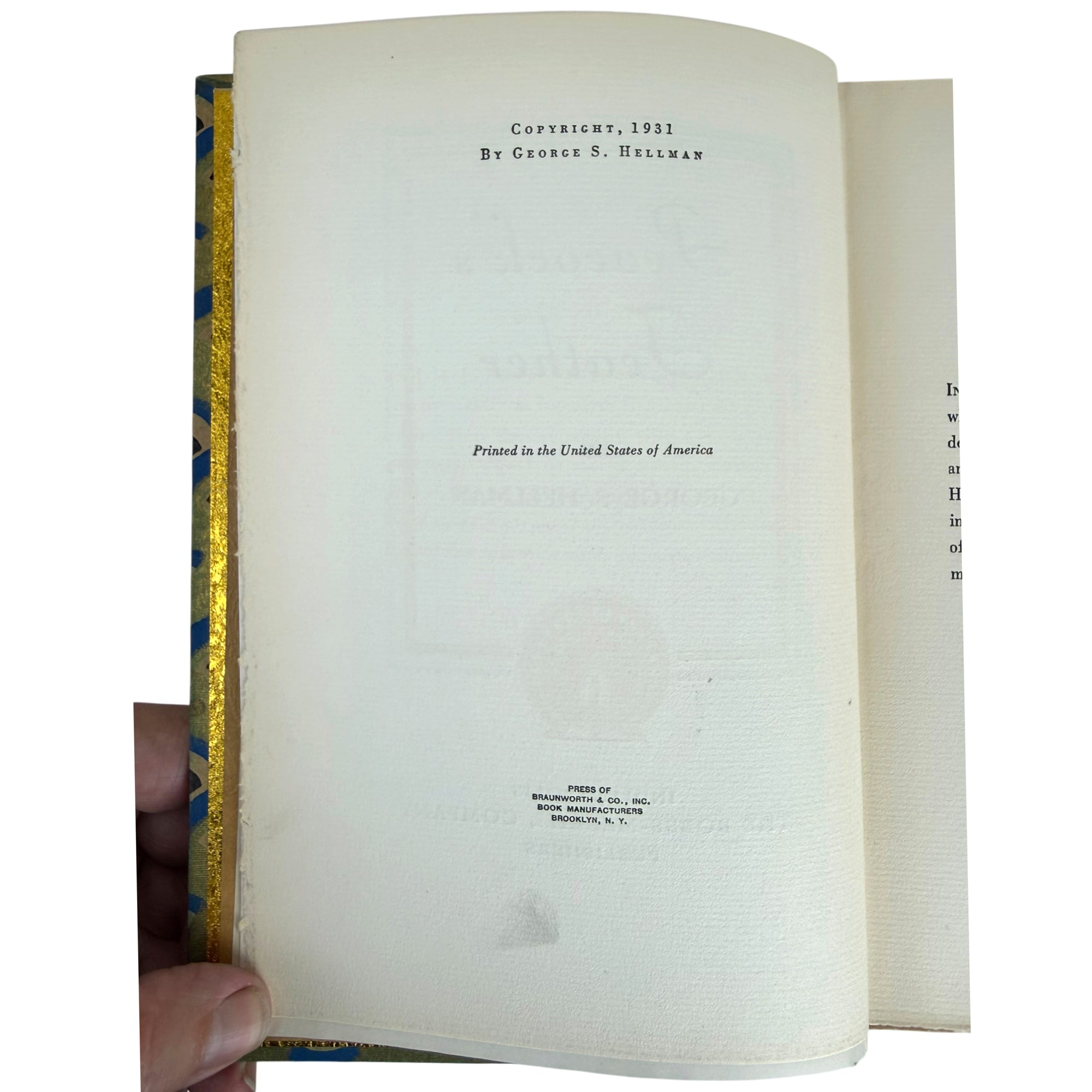 copyright page to 1931 Peacock's Feather by george s hellman
