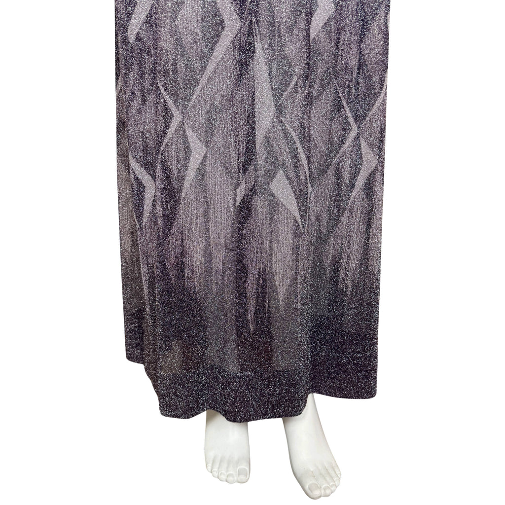 Pelilla metallic maxi dress lower skirt with elongated geometric print and dark hem
