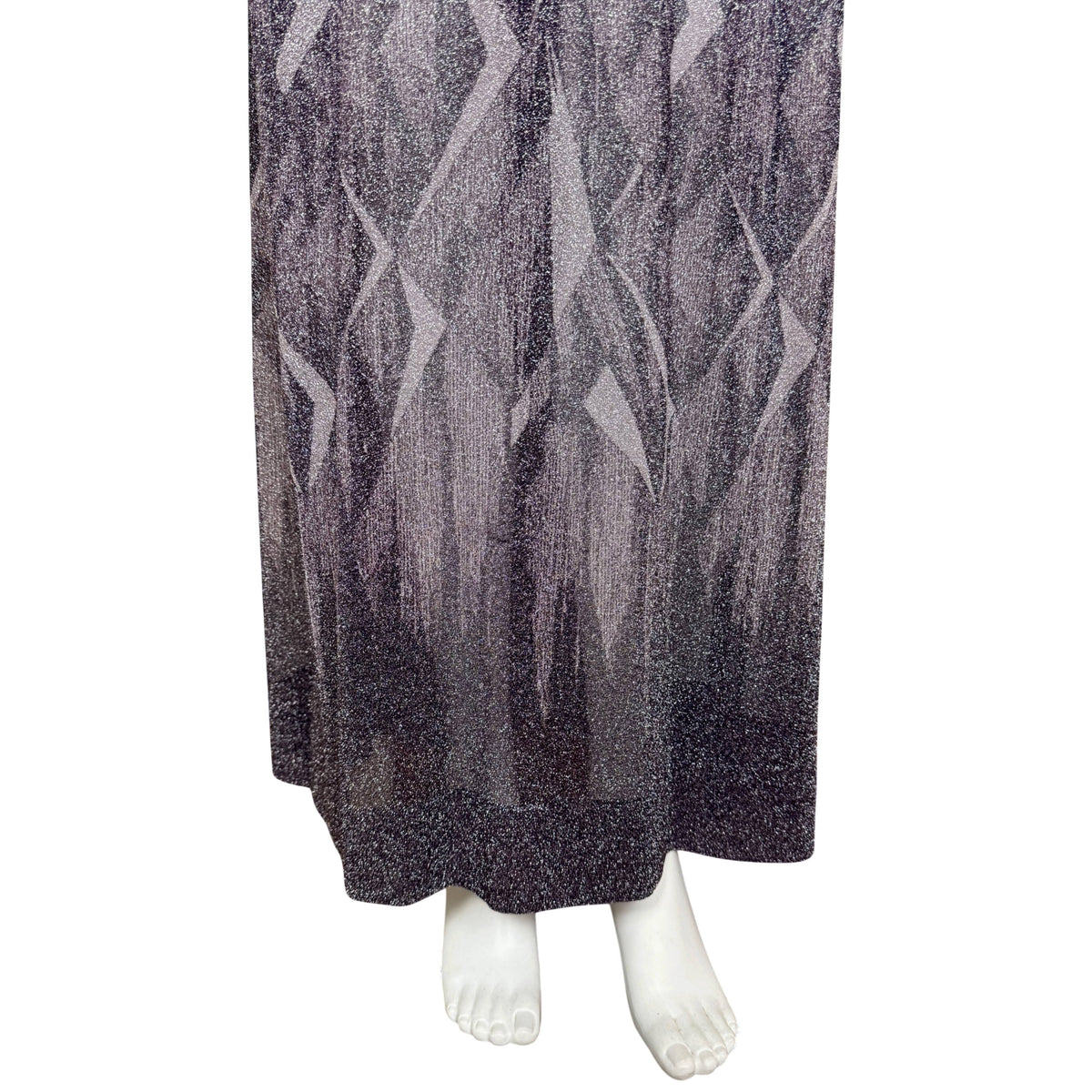 Pelilla metallic maxi dress lower skirt with elongated geometric print and dark hem