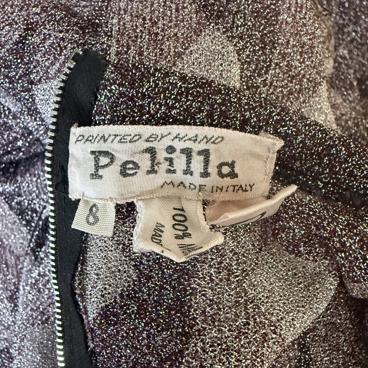 Vintage Pelilla label Printed by Hand Made in Italy