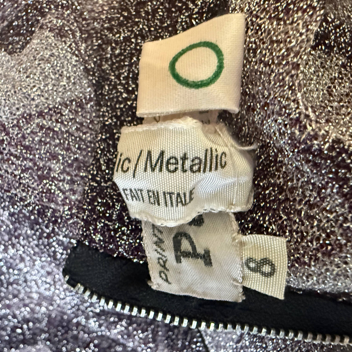 Pelilla vintage dress size 8 and 100 percent Metallic content labels