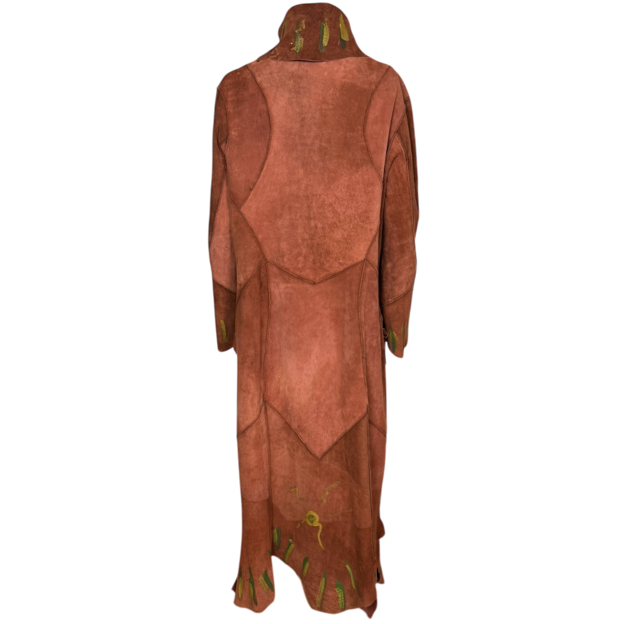 Vintage Artisan Suede Leather Coat by Pépin Designer Size L