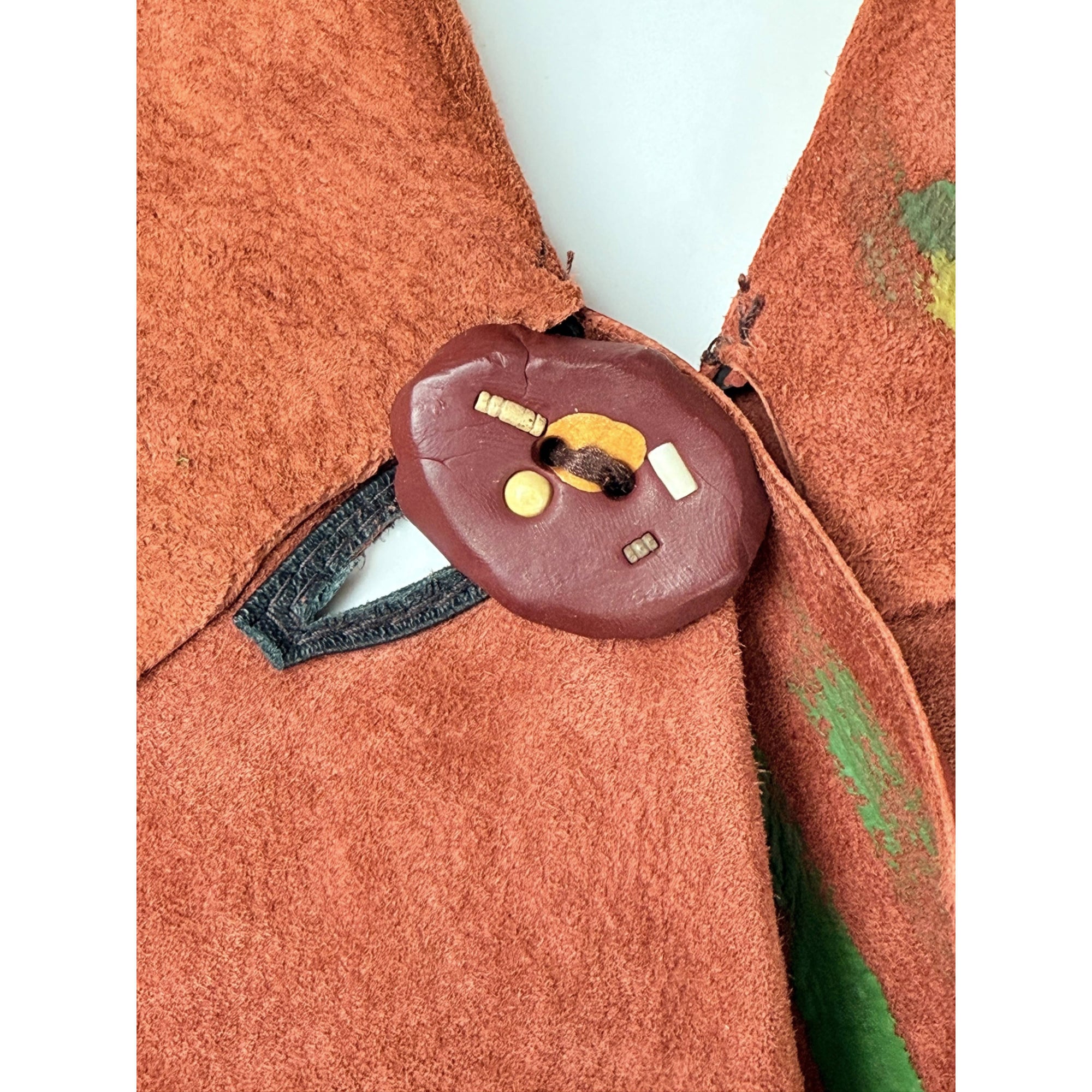 Vintage Artisan Suede Leather Coat by Pépin Designer Size L