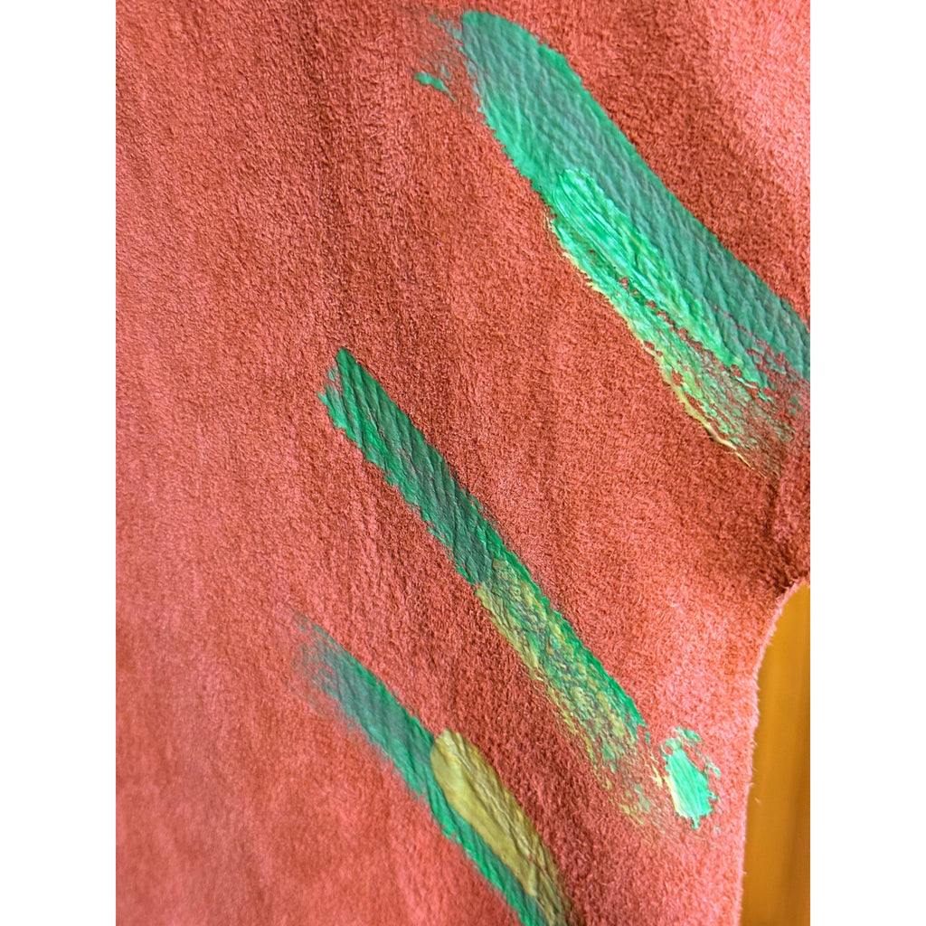 Vintage Artisan Suede Leather Coat by Pépin Designer Size L