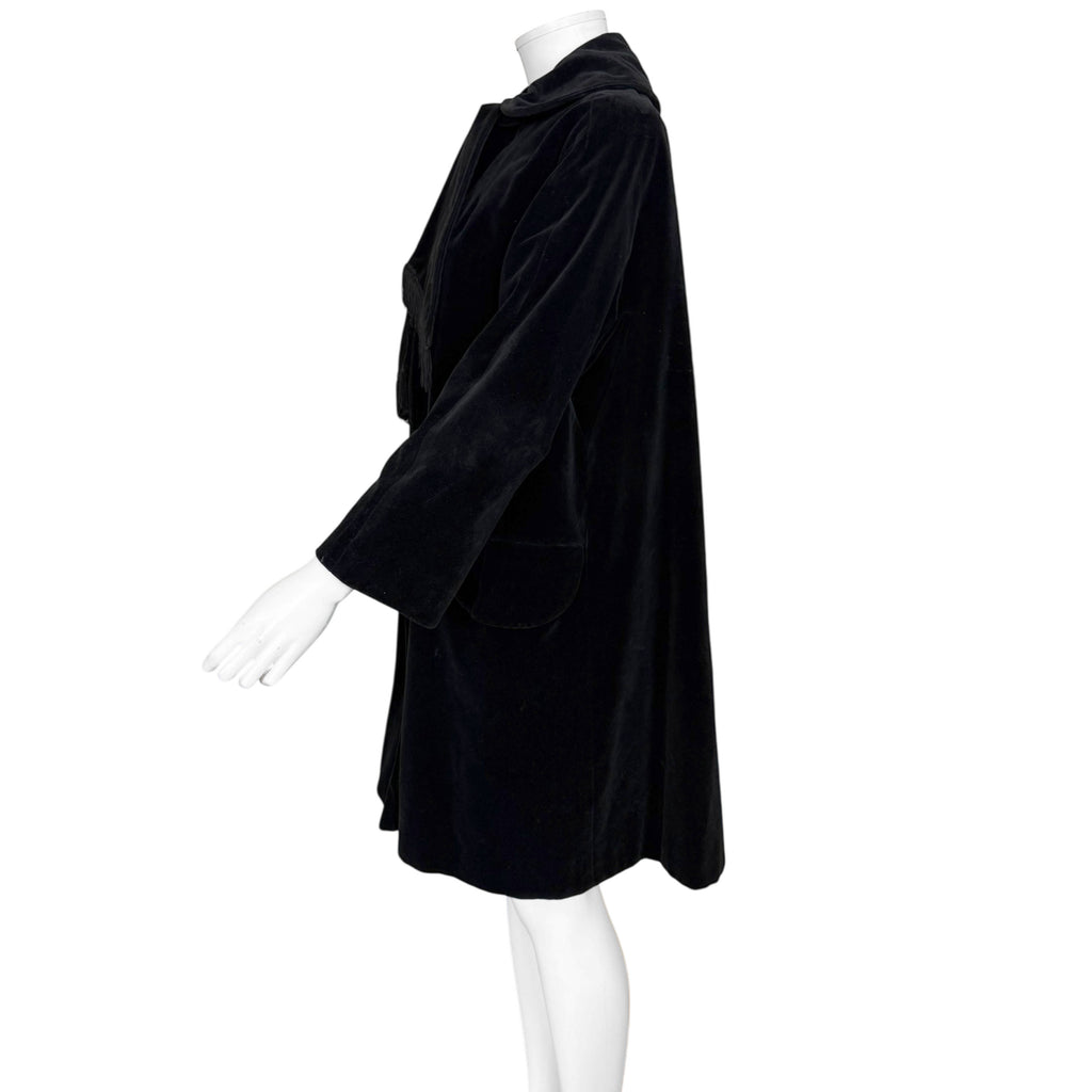 side view of 1960s velvet swing coat montreal 