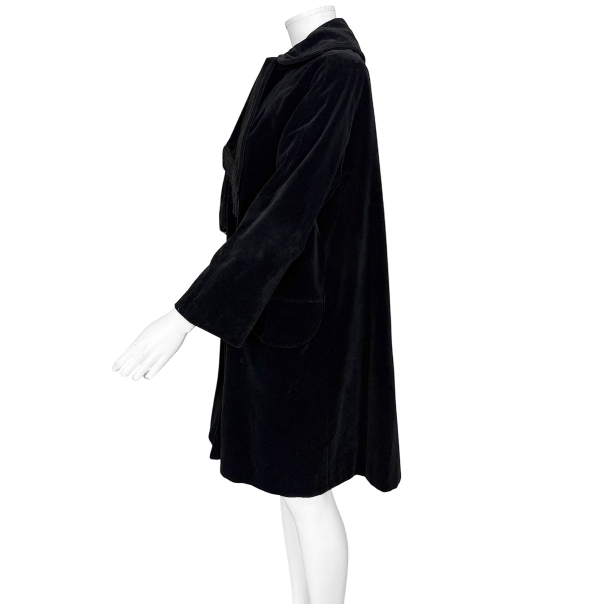 side view of 1960s velvet swing coat montreal 