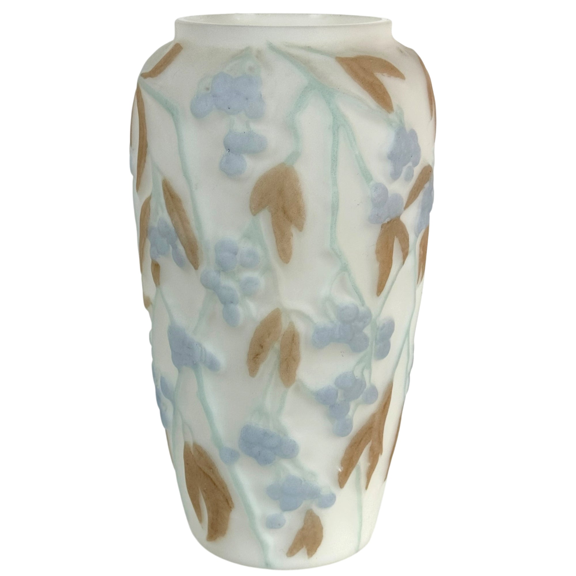 Vintage 1930s Phoenix Consolidated Glass Bittersweet Vase Art Deco Blue Berry Art Glass