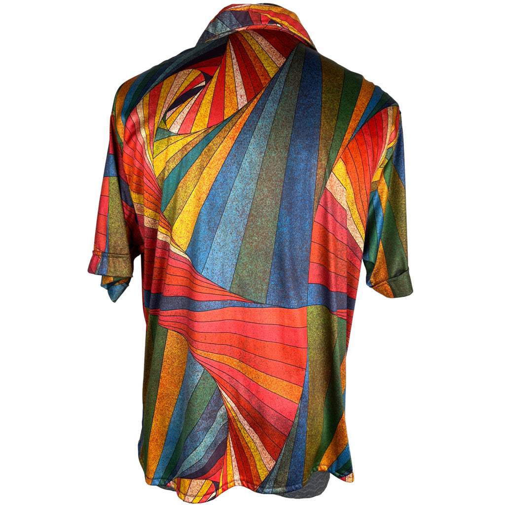 Vintage 1970s Pierre Cardin Shirt Wild Geometric Nylon Size XL