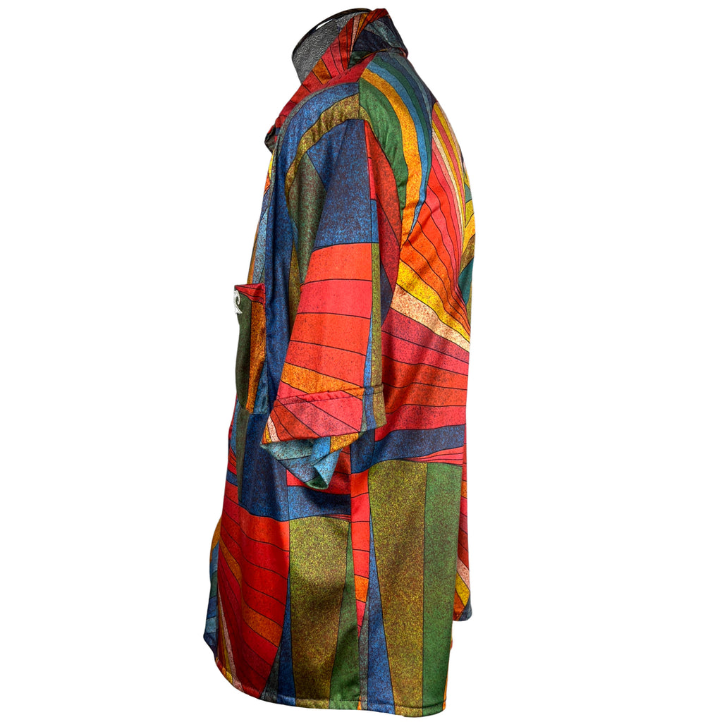 Vintage 1970s Pierre Cardin Shirt Wild Geometric Nylon Size XL