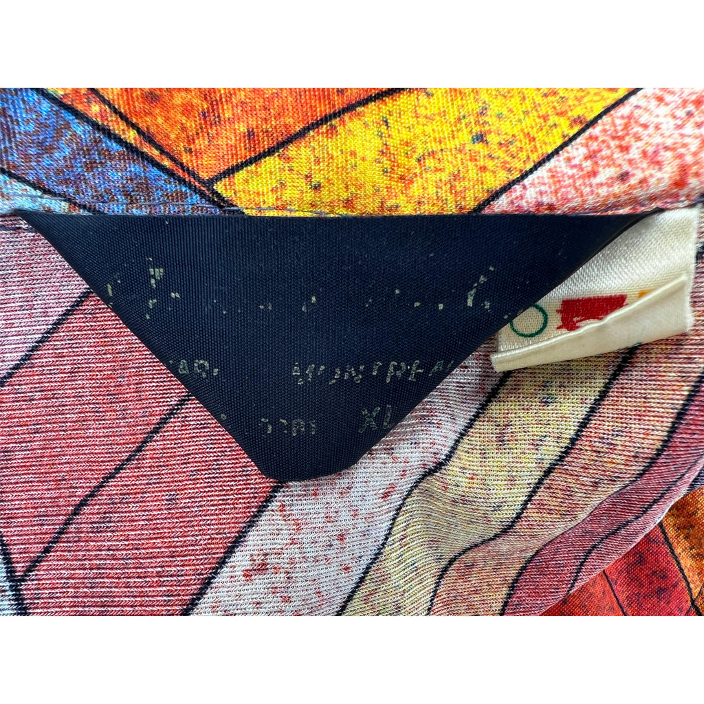 Vintage 1970s Pierre Cardin Shirt Wild Geometric Nylon Size XL