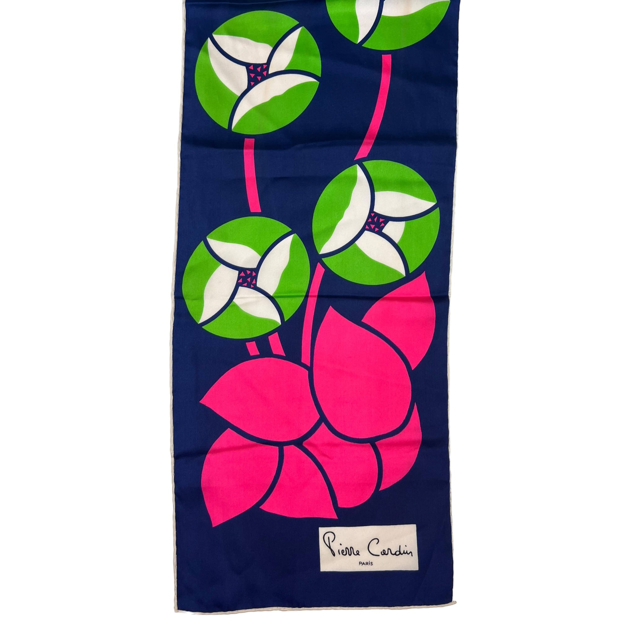 1960s Vintage Pierre Cardin Mod Scarf Geometric Flowers