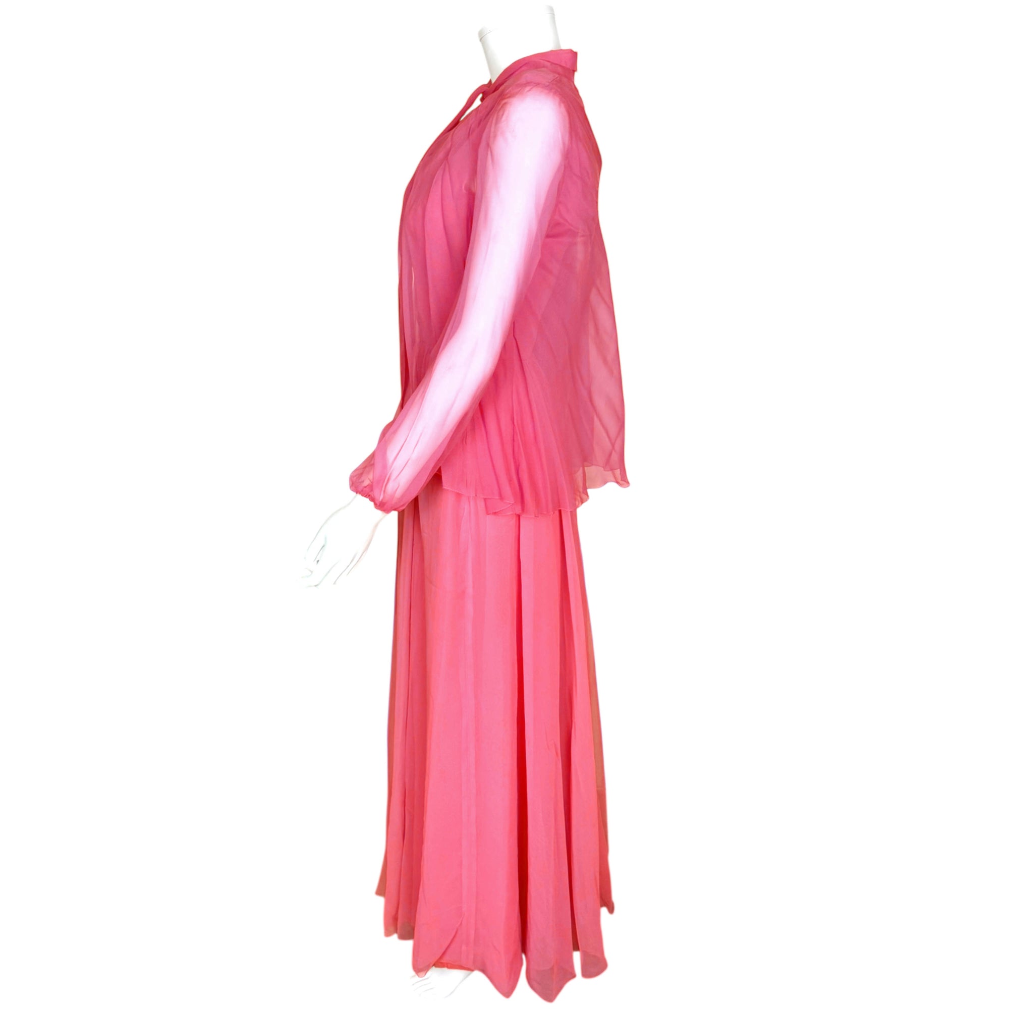 Vintage 1960s Pink Chiffon Evening Dress with Matching Jacket Size S – Poppy's Vintage Clothing