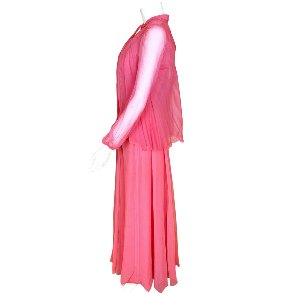 side view of 60s Pink Chiffon Evening Dress with Matching Jacket 