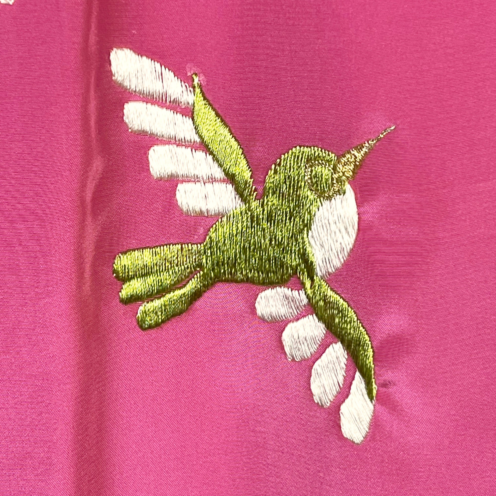 Vintage Embroidered Kimono Dressing Gown Pink Robe Japan