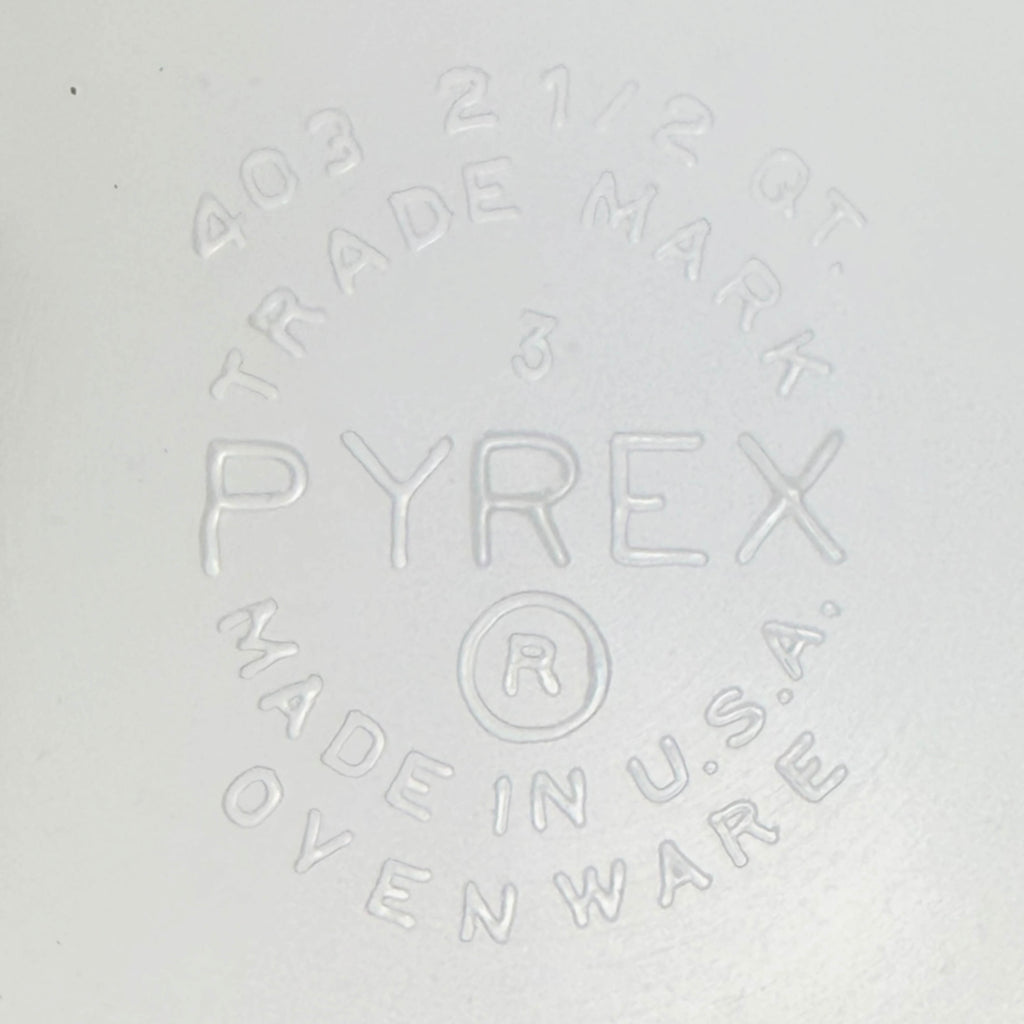 Pyrex Trade Mark Made in USA Ovenware marking