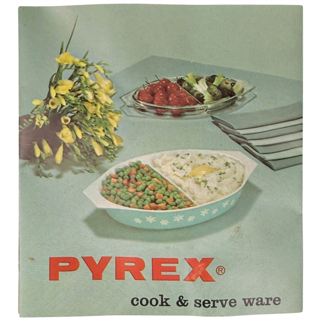 Vintage Pyrex pamphlet showing 1950s cookware and serving ware