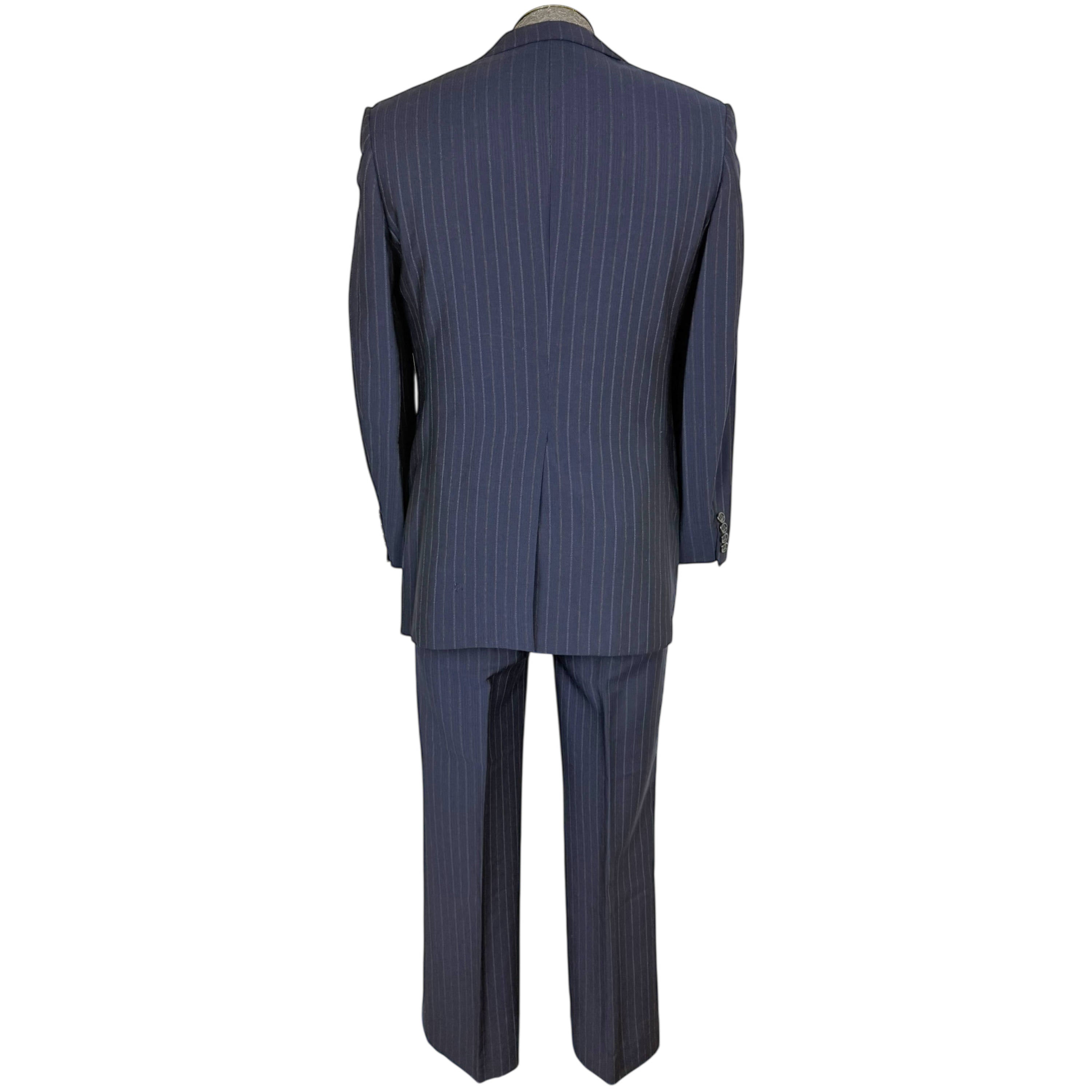 Vintage 1970s Men's Pinstripe Suit Custom Tailored Sz Small