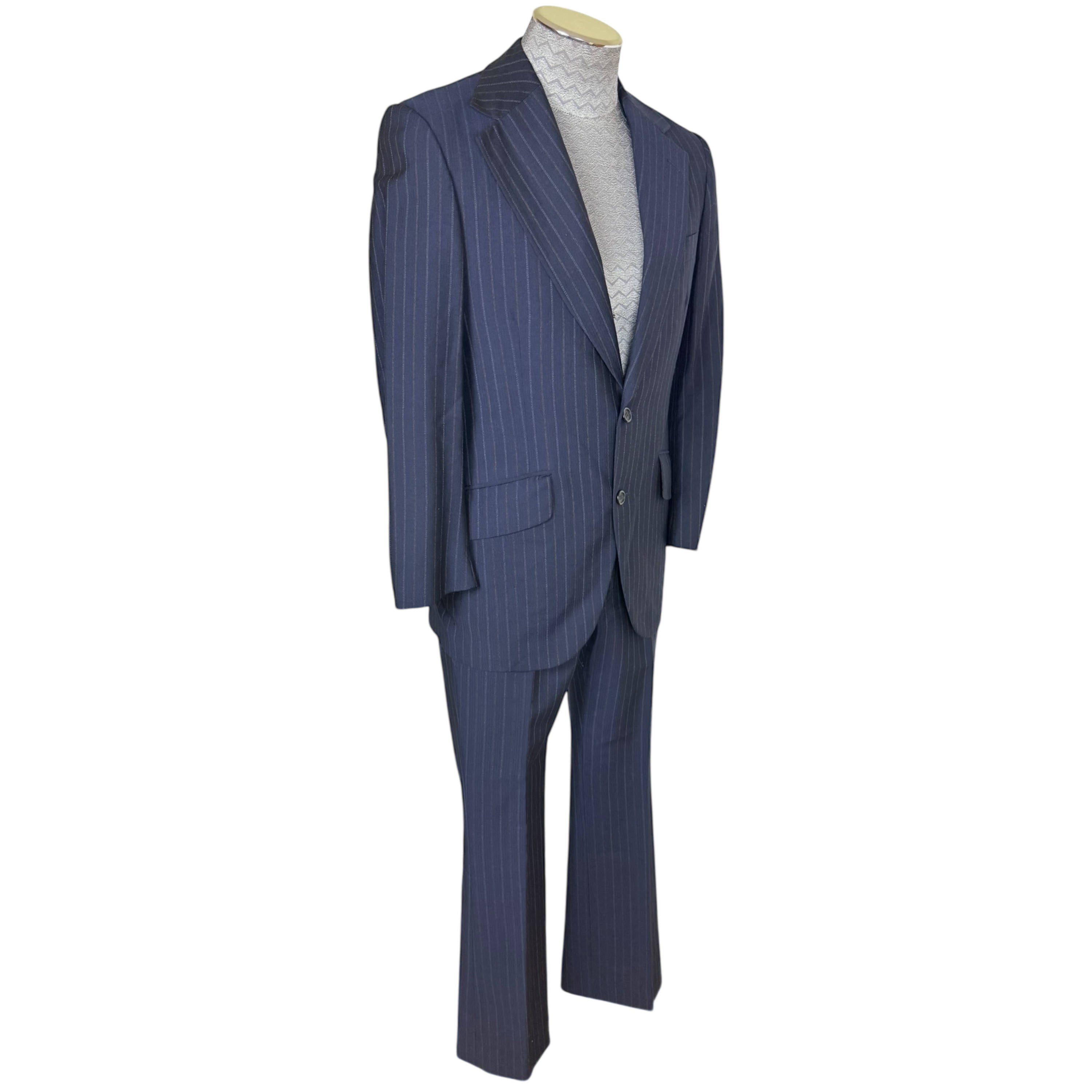 Vintage 1970s Men's Pinstripe Suit Custom Tailored Sz Small