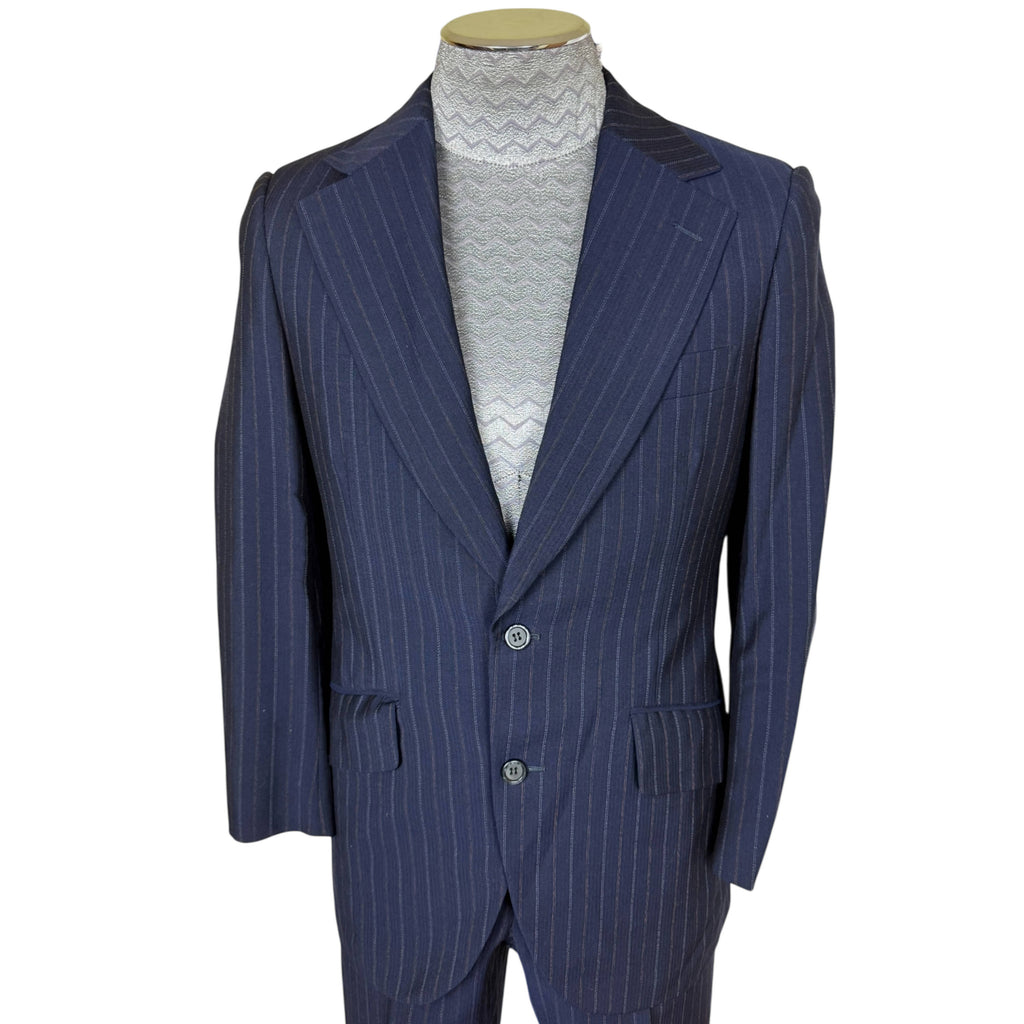 Vintage 1970s Men’s Pinstripe Suit Custom Tailored Sz Small