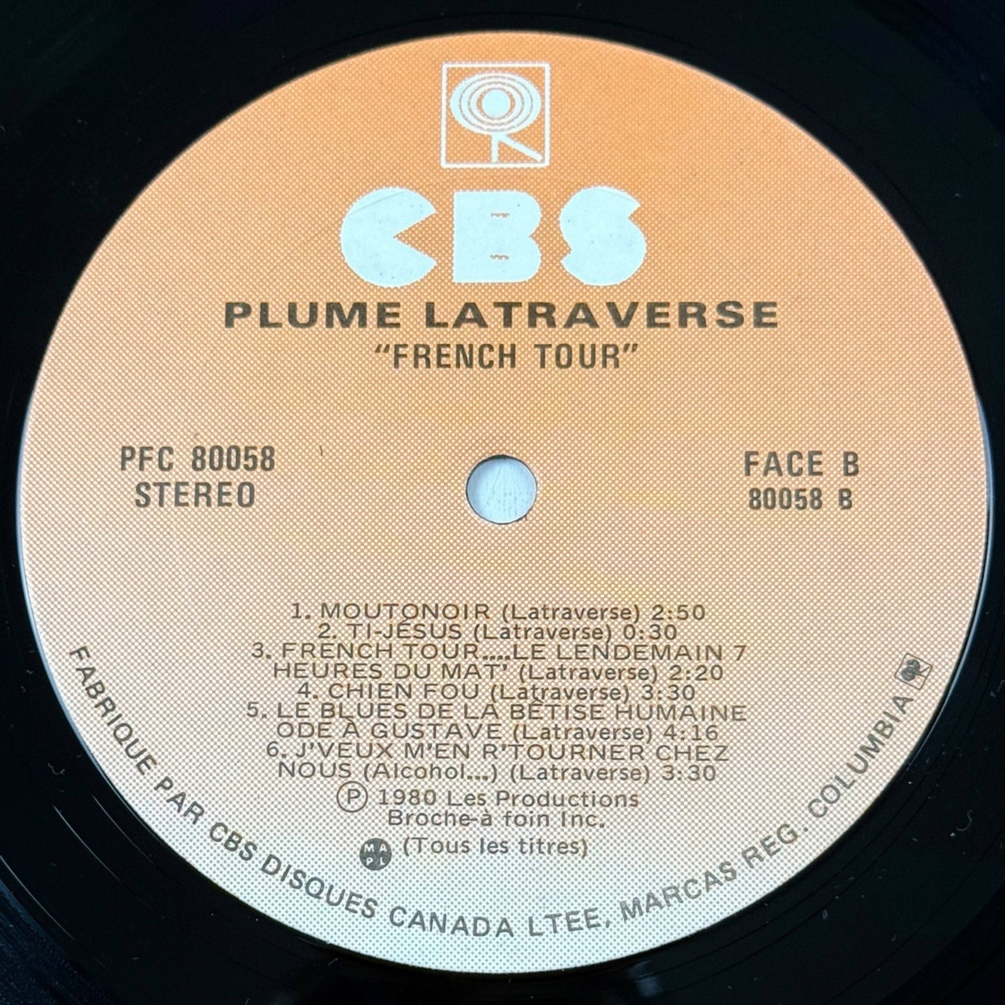 1981 Plume Latraverse LP Vinyl Record French Tour 80 Near Mint
