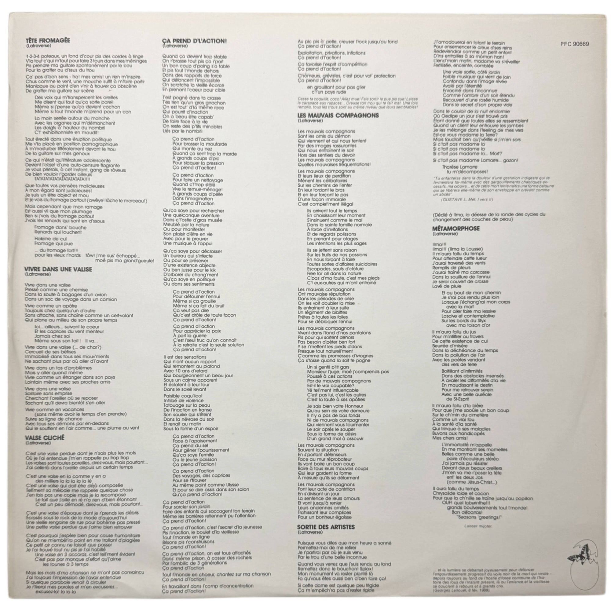 Métamorphoses Tome I LP Vinyl Record Plume Latraverse 1982 Near Mint