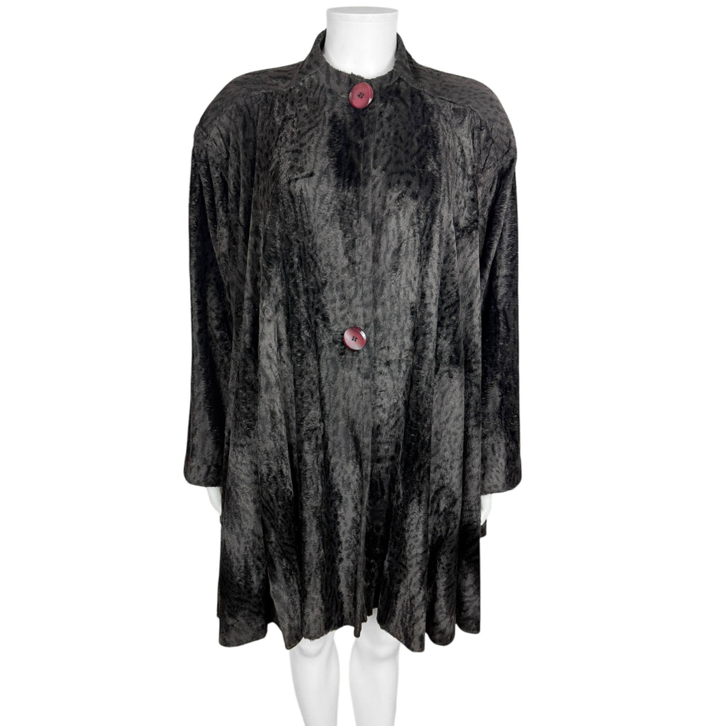 Vintage 1980s Jean-Claude Poitras Coat Cheetah Print Velvet Sz L