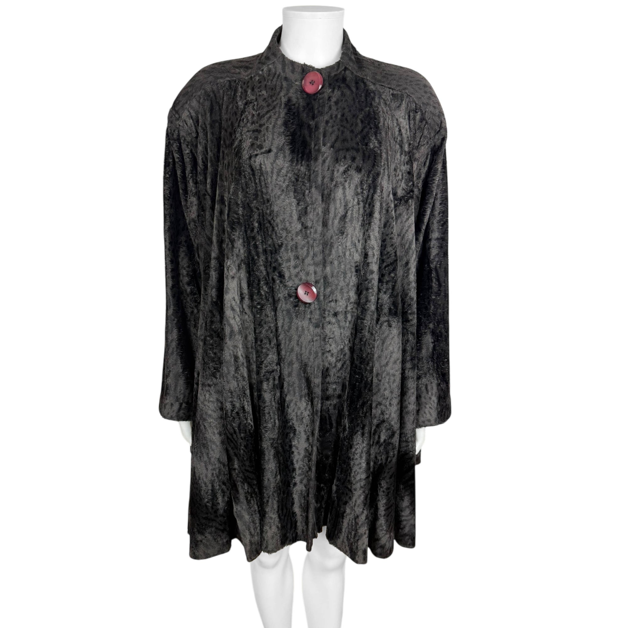 Vintage 1980s Jean-Claude Poitras Coat Cheetah Print Velvet Sz L