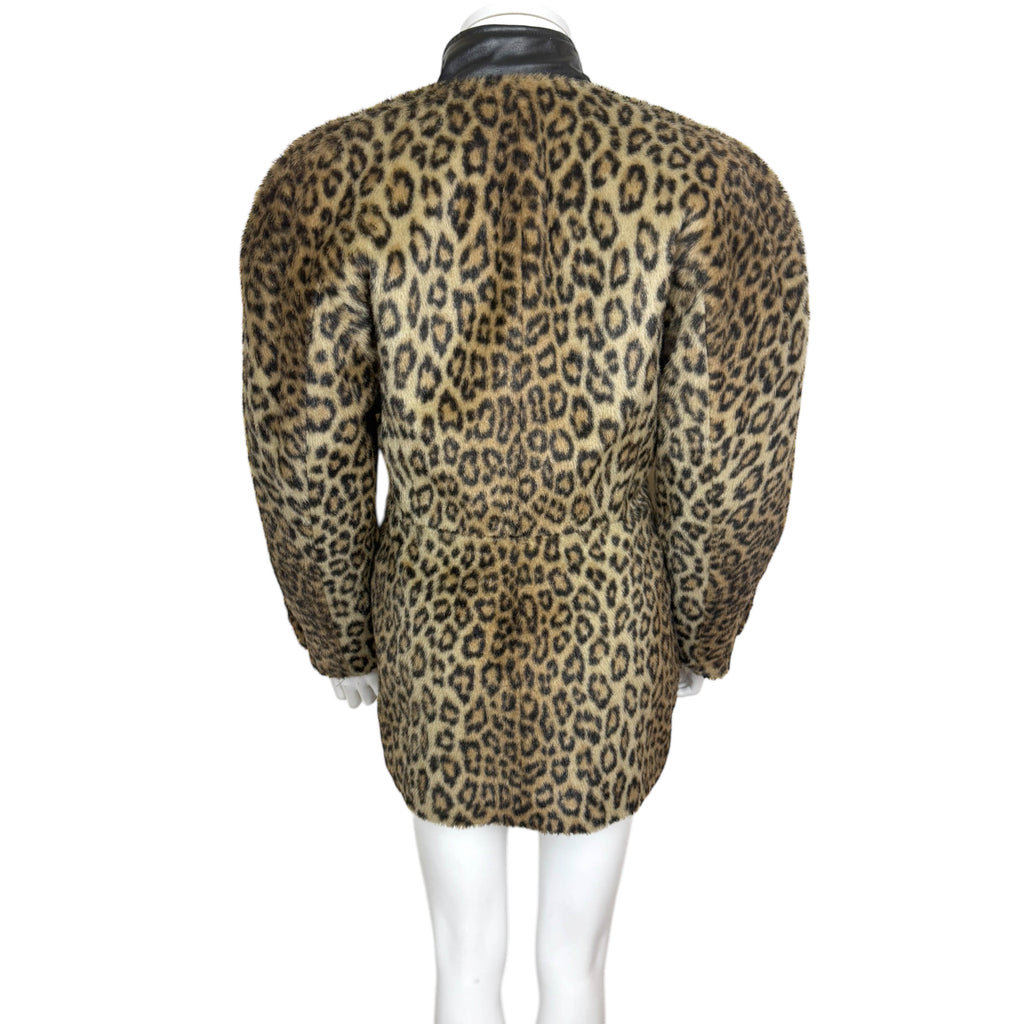 Vintage 1980s Jean-Claude Poitras Faux Leopard Fur Jacket