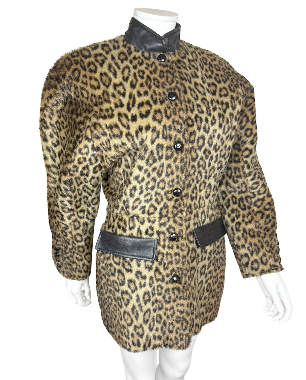 Vintage 1980s Jean-Claude Poitras Faux Leopard Fur Jacket