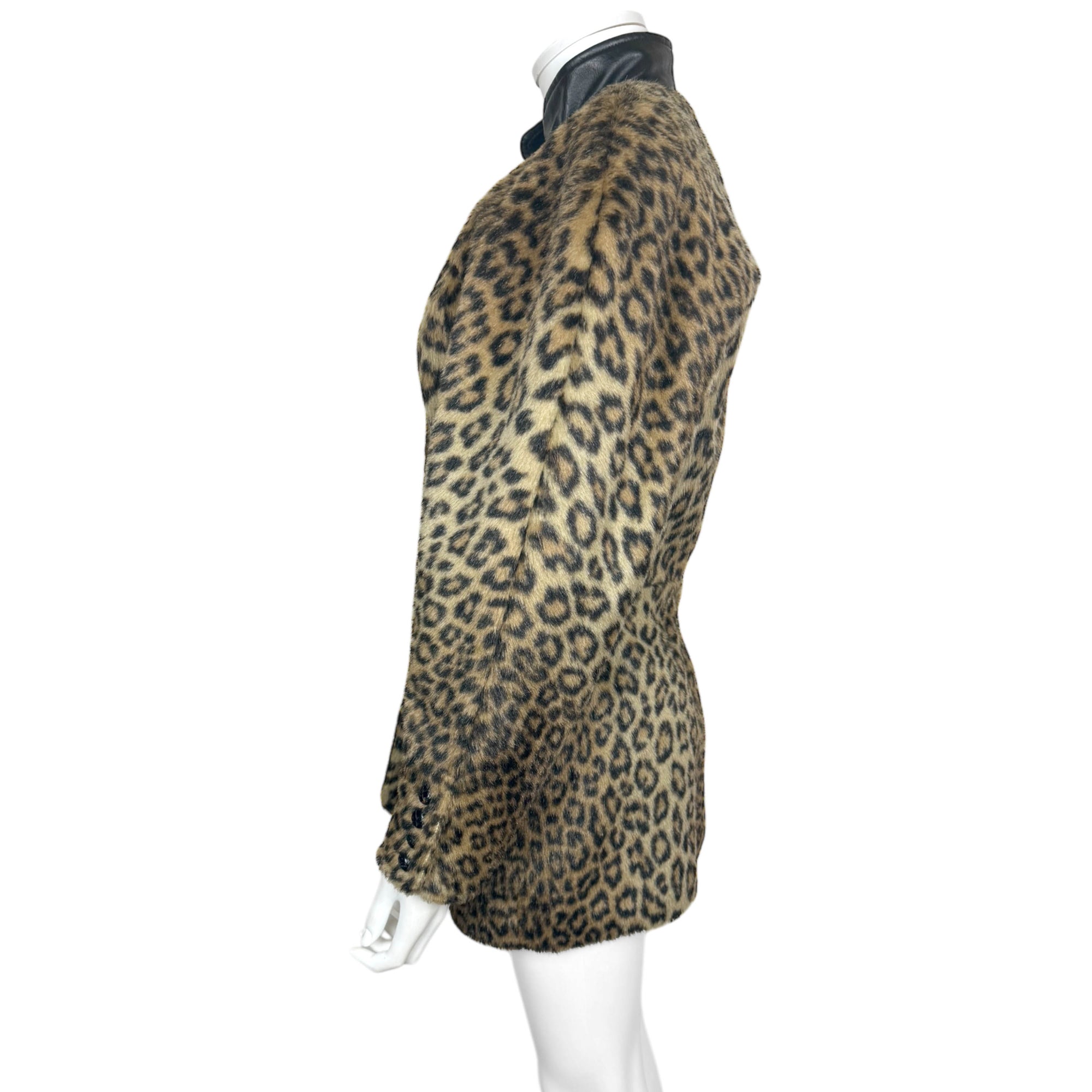 Vintage 1980s Jean-Claude Poitras Faux Leopard Fur Jacket