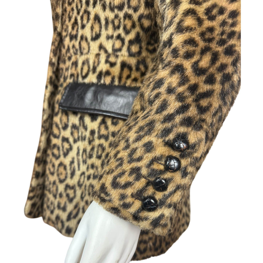 Vintage 1980s Jean-Claude Poitras Faux Leopard Fur Jacket