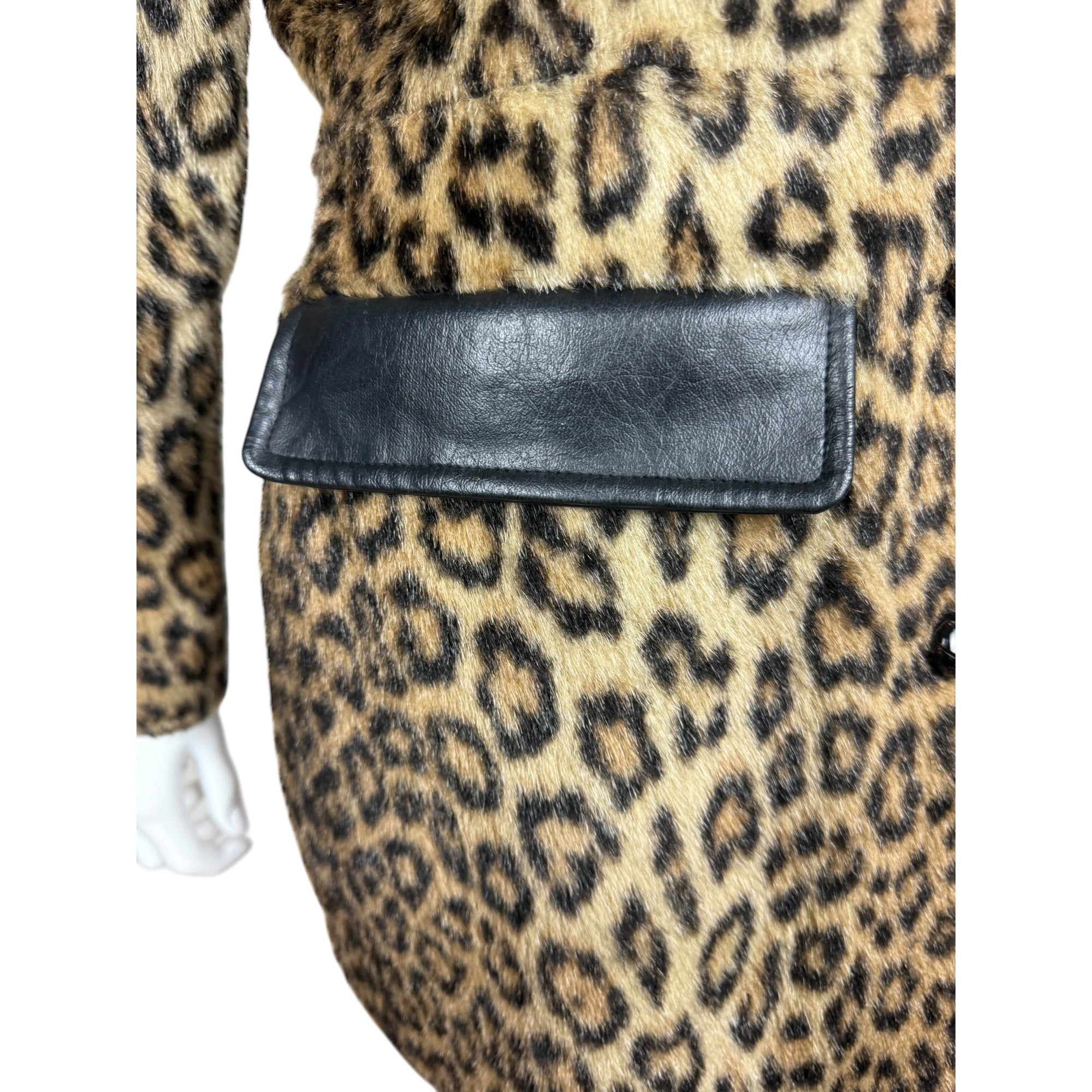 Vintage 1980s Jean-Claude Poitras Faux Leopard Fur Jacket