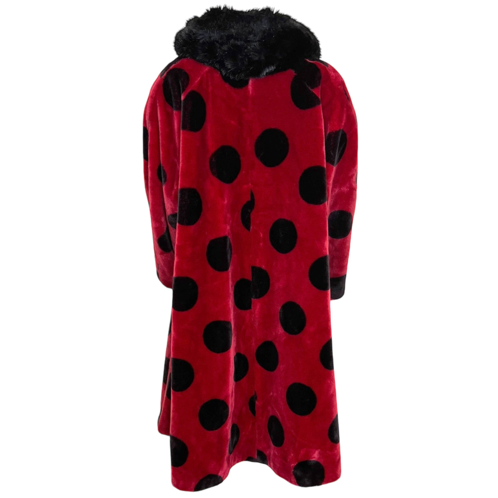 Vintage 1980s Faux Fur Coat w Polka Dots Jean-Claude Poitras