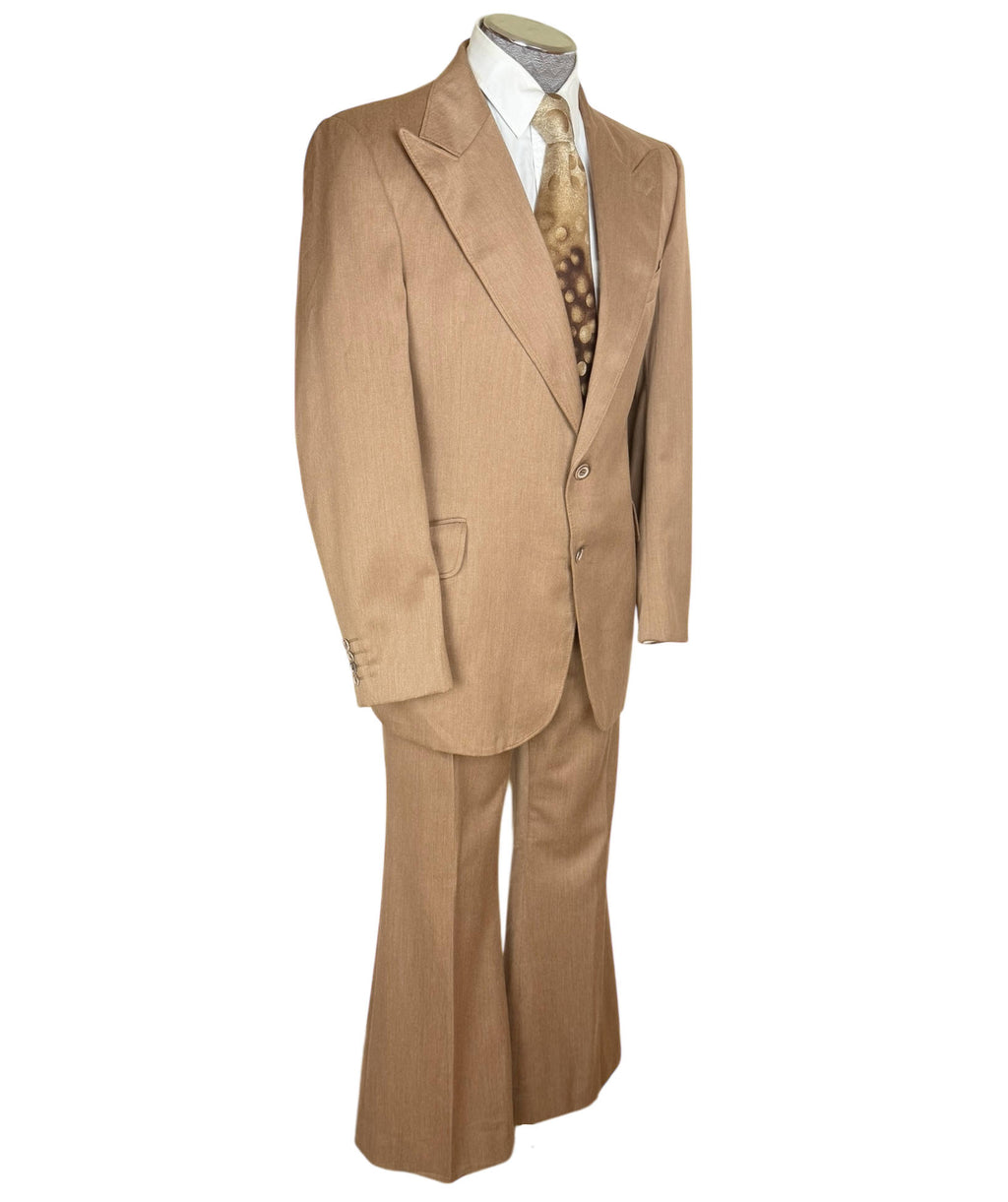 Vintage 1970s Disco Suit Tan with Flared Pants Men’s Size M