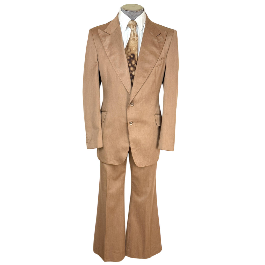 Vintage 1970s Disco Suit Tan with Flared Pants Men’s Size M