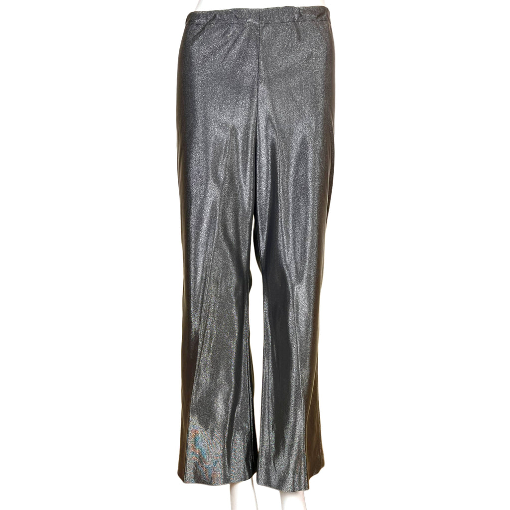 Vintage 1960s Pantsuit Shiny Grey Mini Dress & Pants Size M