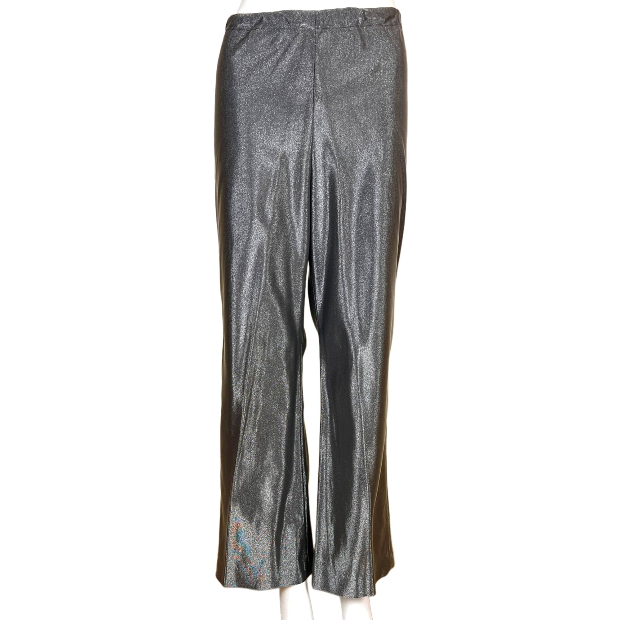 Vintage 1960s Pantsuit Shiny Grey Mini Dress & Pants Size M