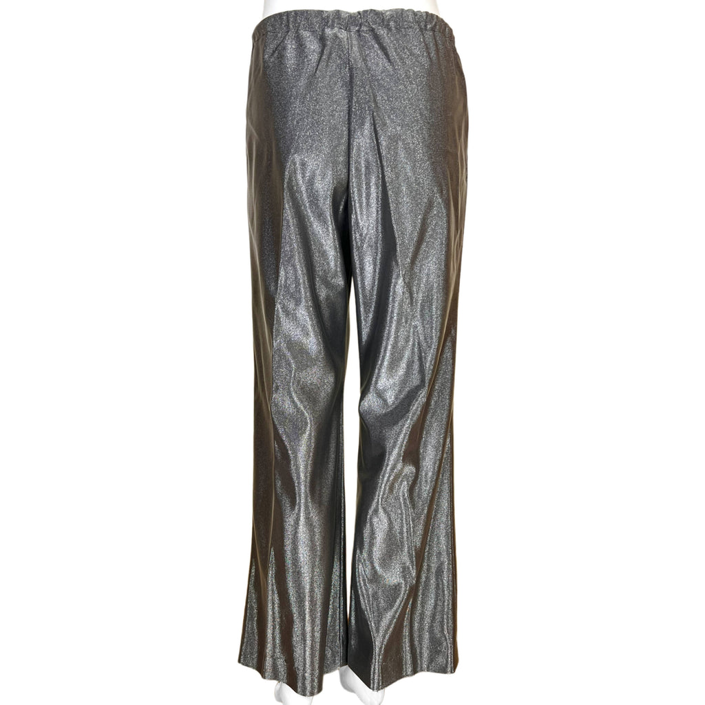 Vintage 1960s Pantsuit Shiny Grey Mini Dress & Pants Size M