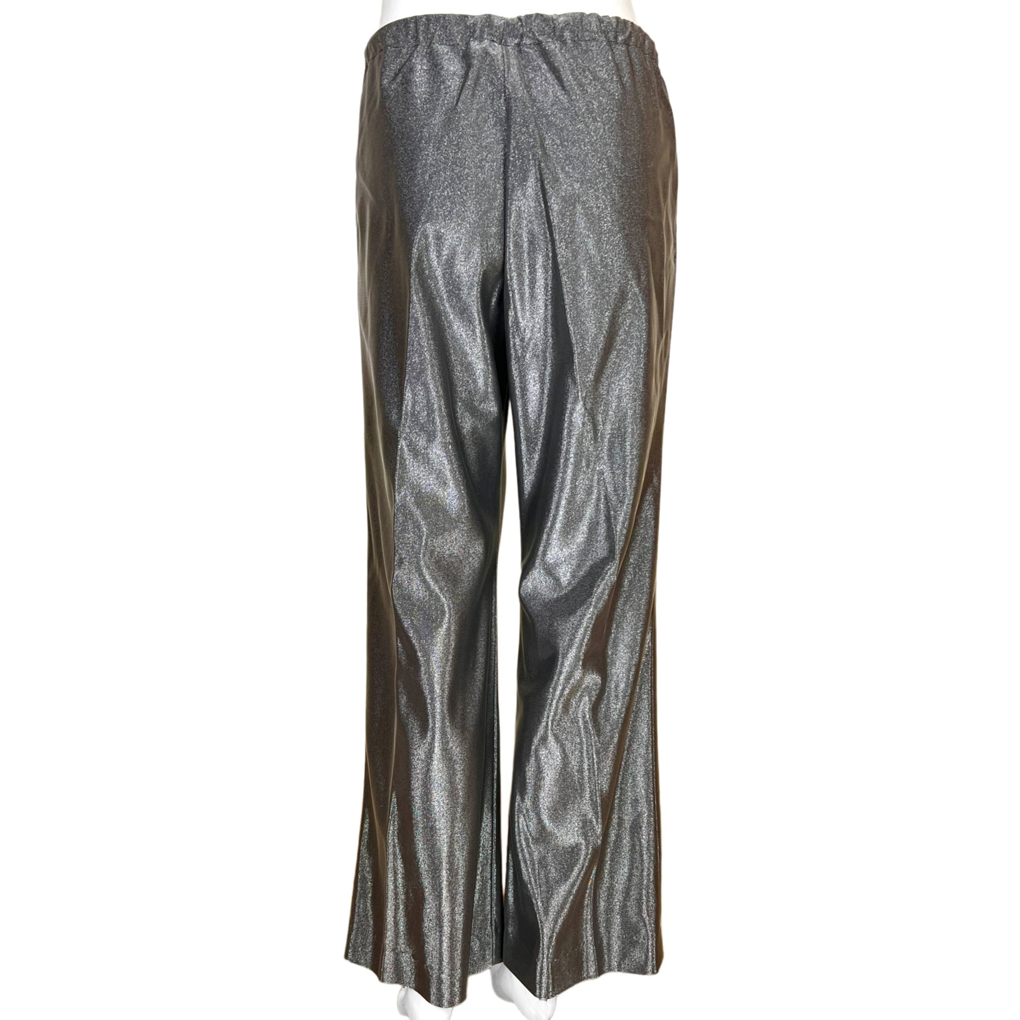 Vintage 1960s Pantsuit Shiny Grey Mini Dress & Pants Size M