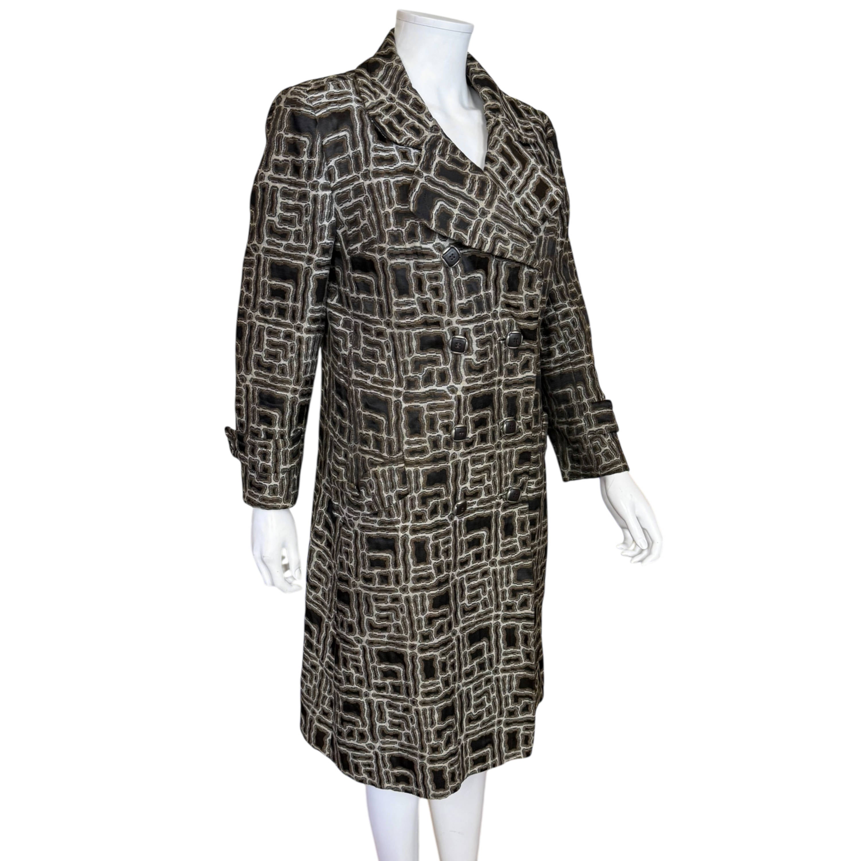 Vintage 1960s Primrose Montiselli Coat Geometric Mod Double