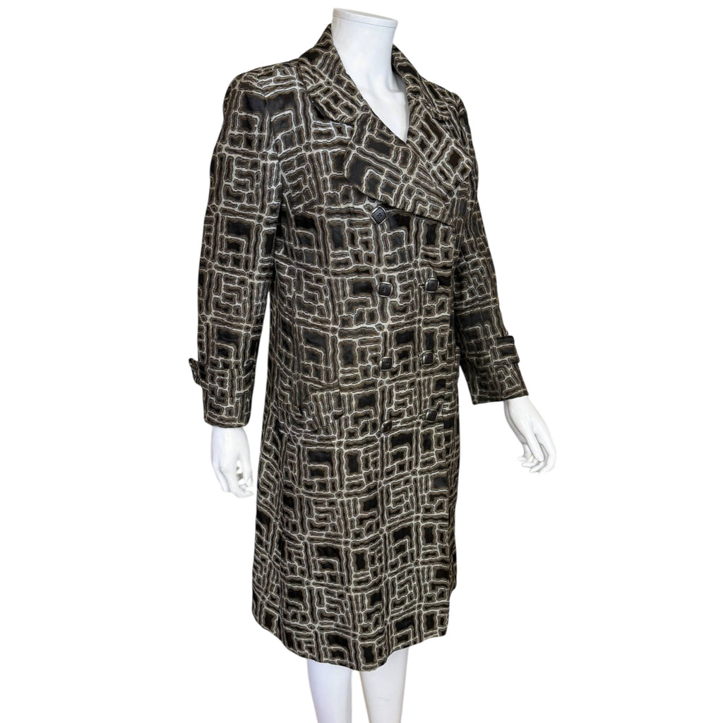Side view vintage 70s french couture fabric coat