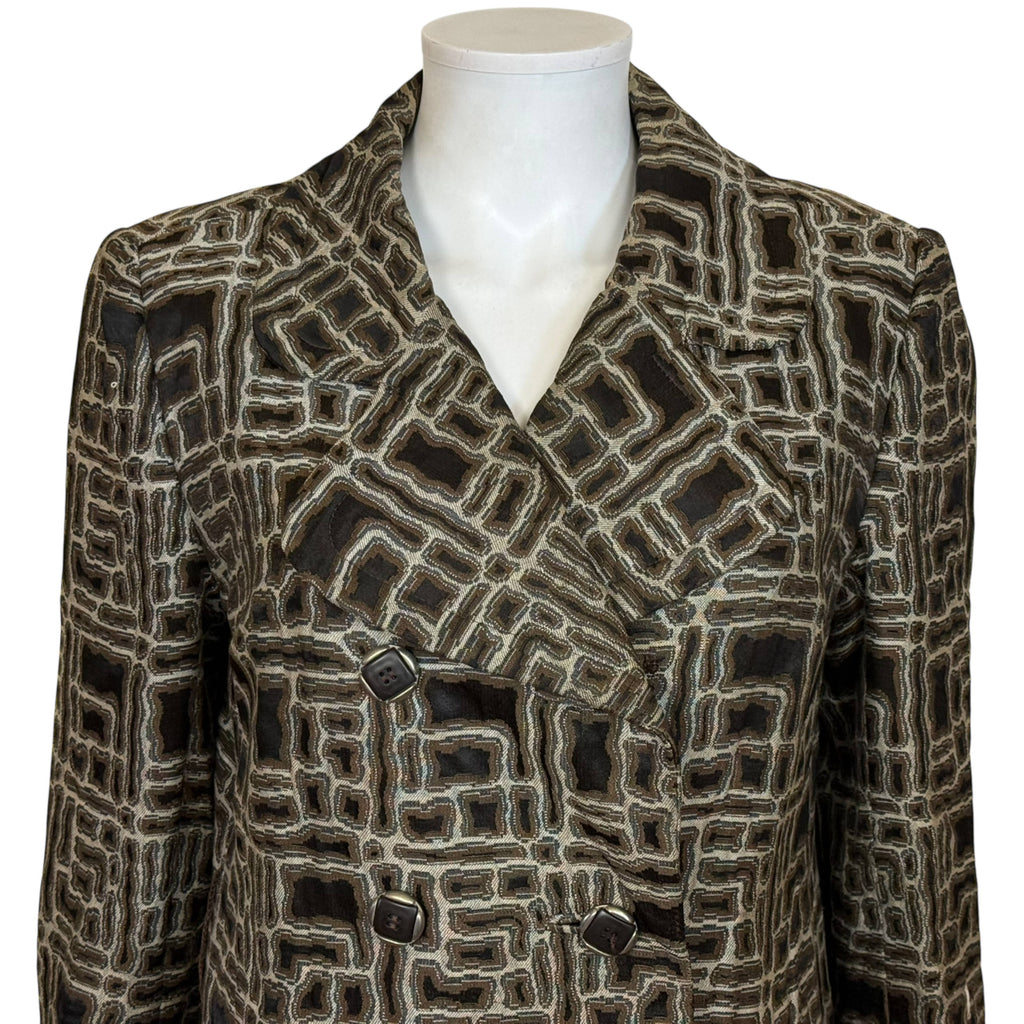 Close-up of vintage 70s french couture fabric coat