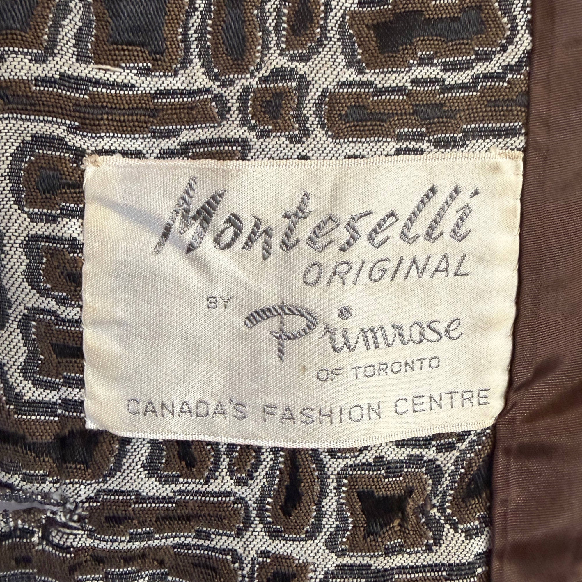 Monteselli Original by Primrose label on vintage 70s french couture fabric coat