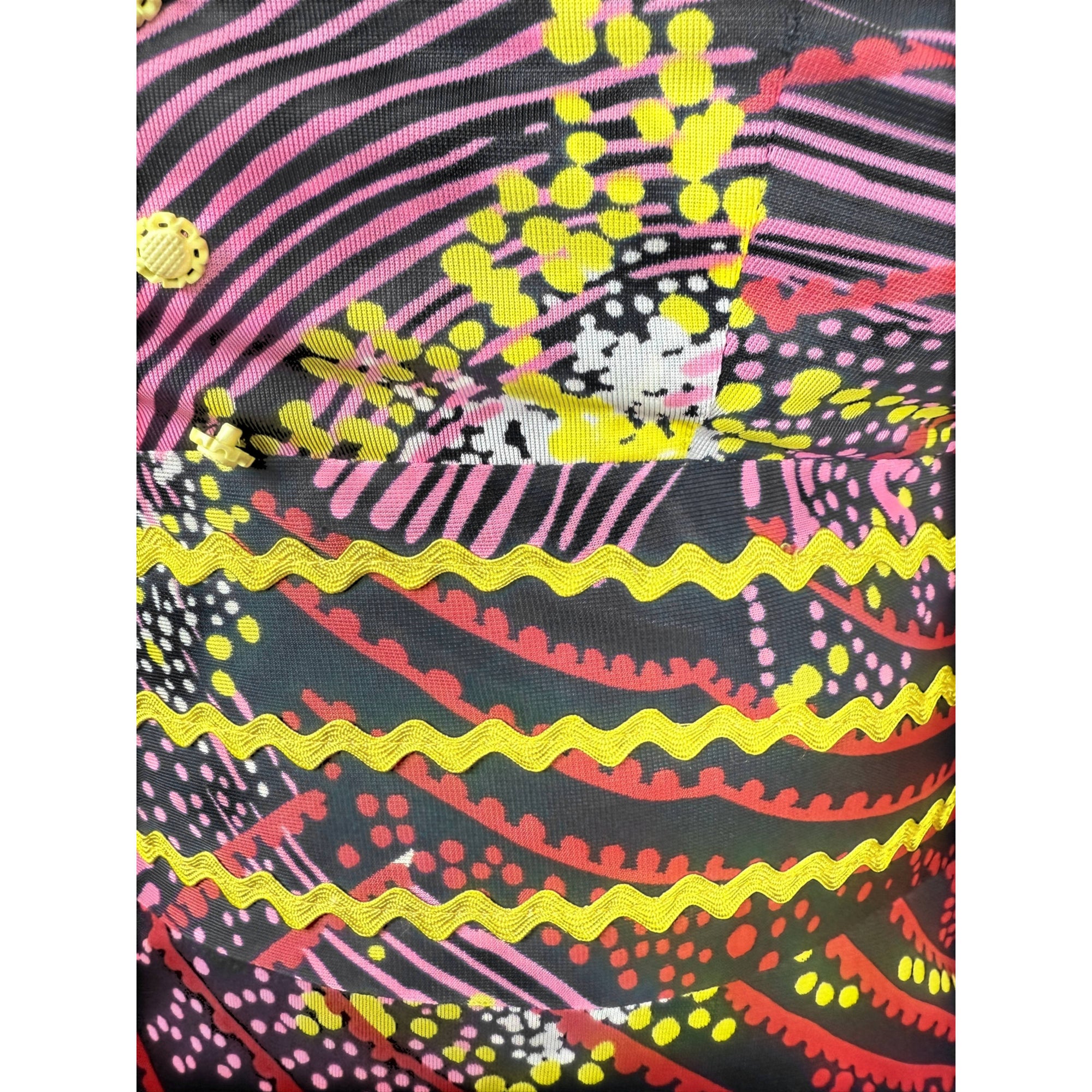 1960s 70s Vintage Maxi Dress Printed Polyester Jersey Size S XS