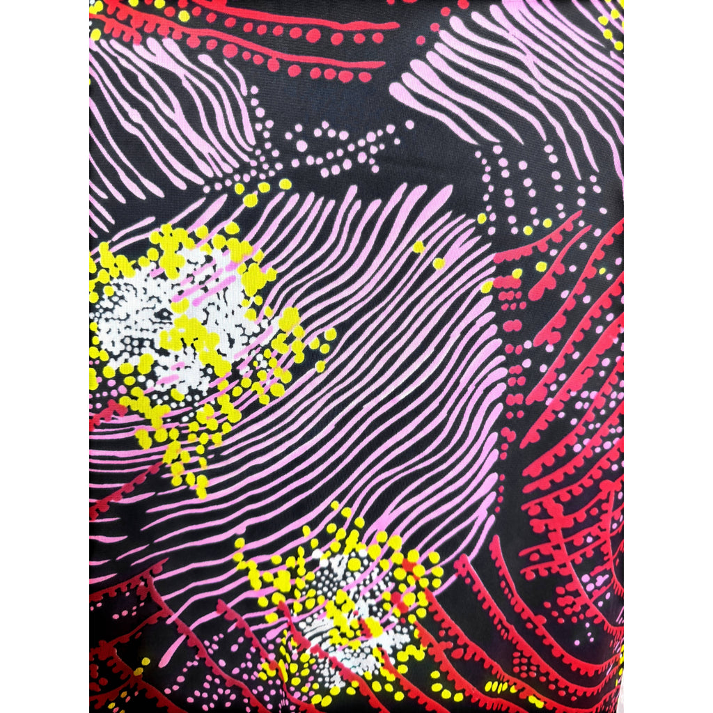 1960s 70s Vintage Maxi Dress Printed Polyester Jersey Size S XS
