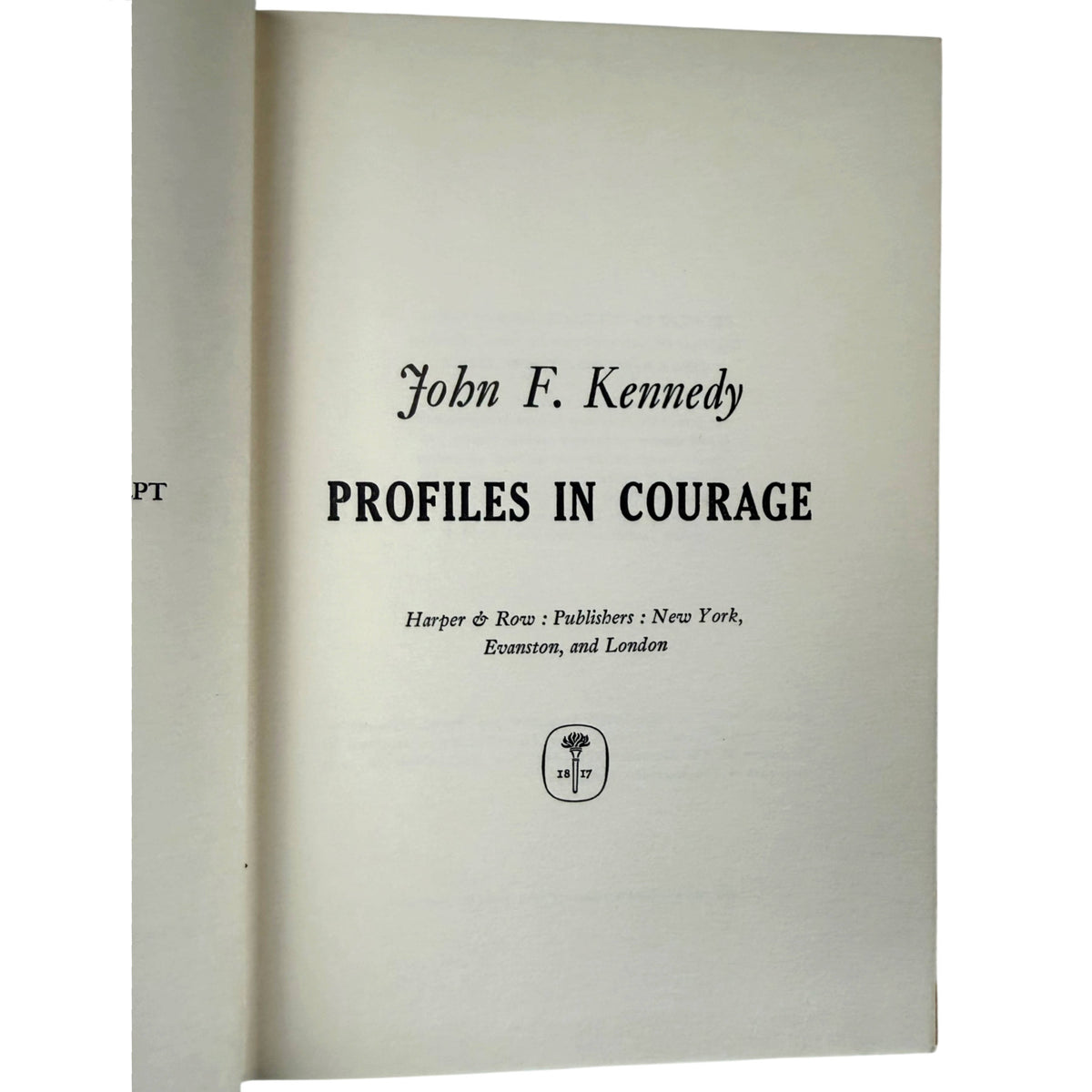Profiles in Courage by John F. Kennedy 1961 Harper and Row Inaugural Edition title page